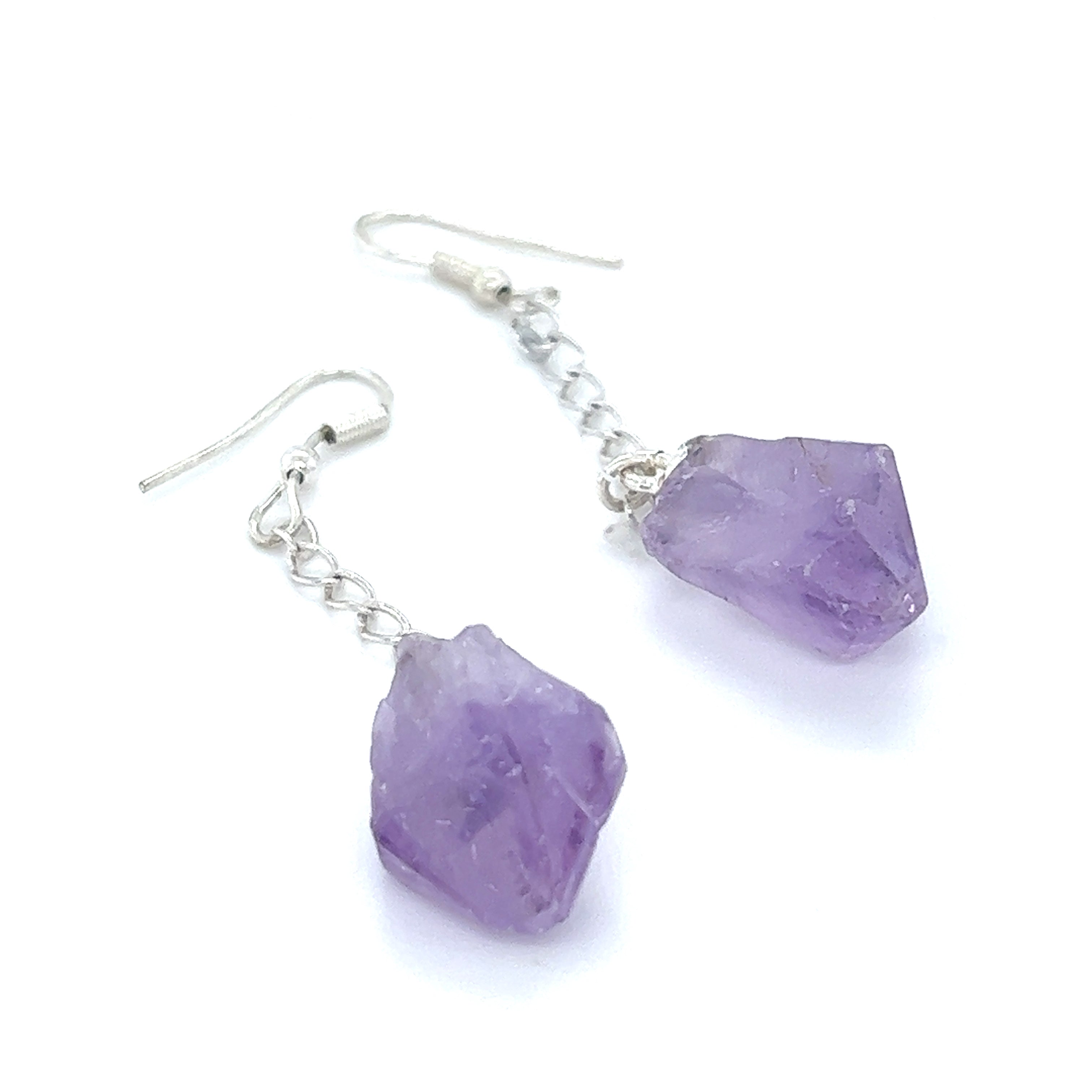 Super Silver's Long Crystal Earrings With Chain.