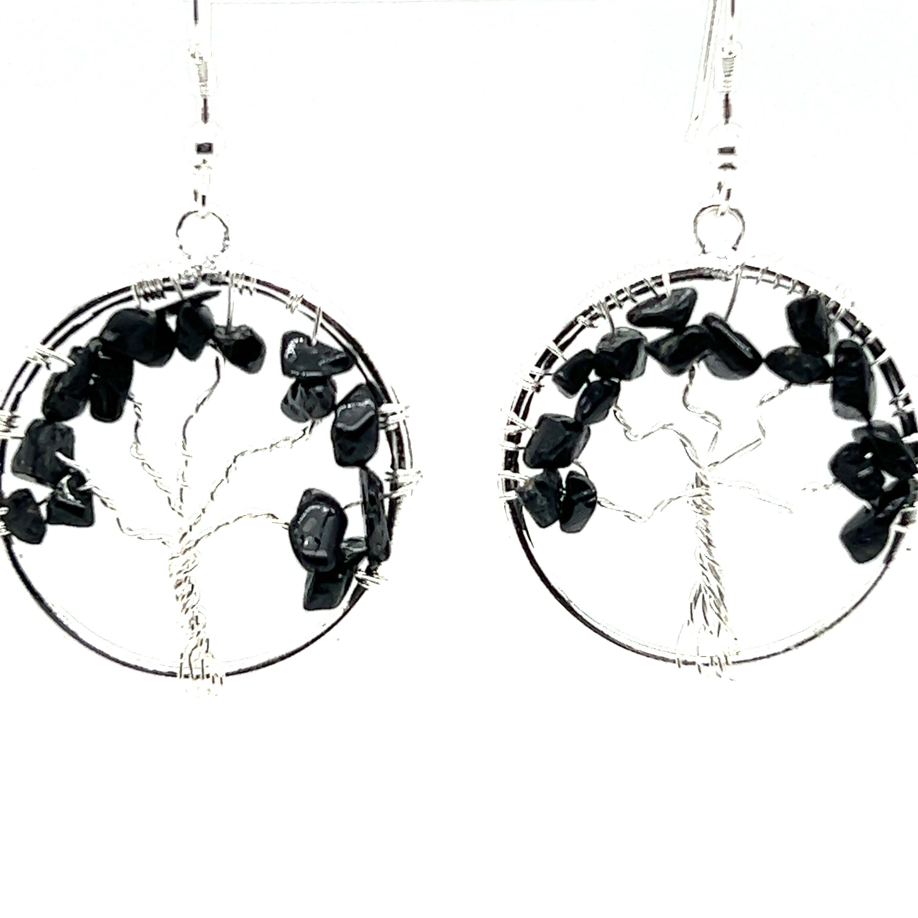 Super Silver's Gemstone Tree Earrings with a black onyx gemstone.