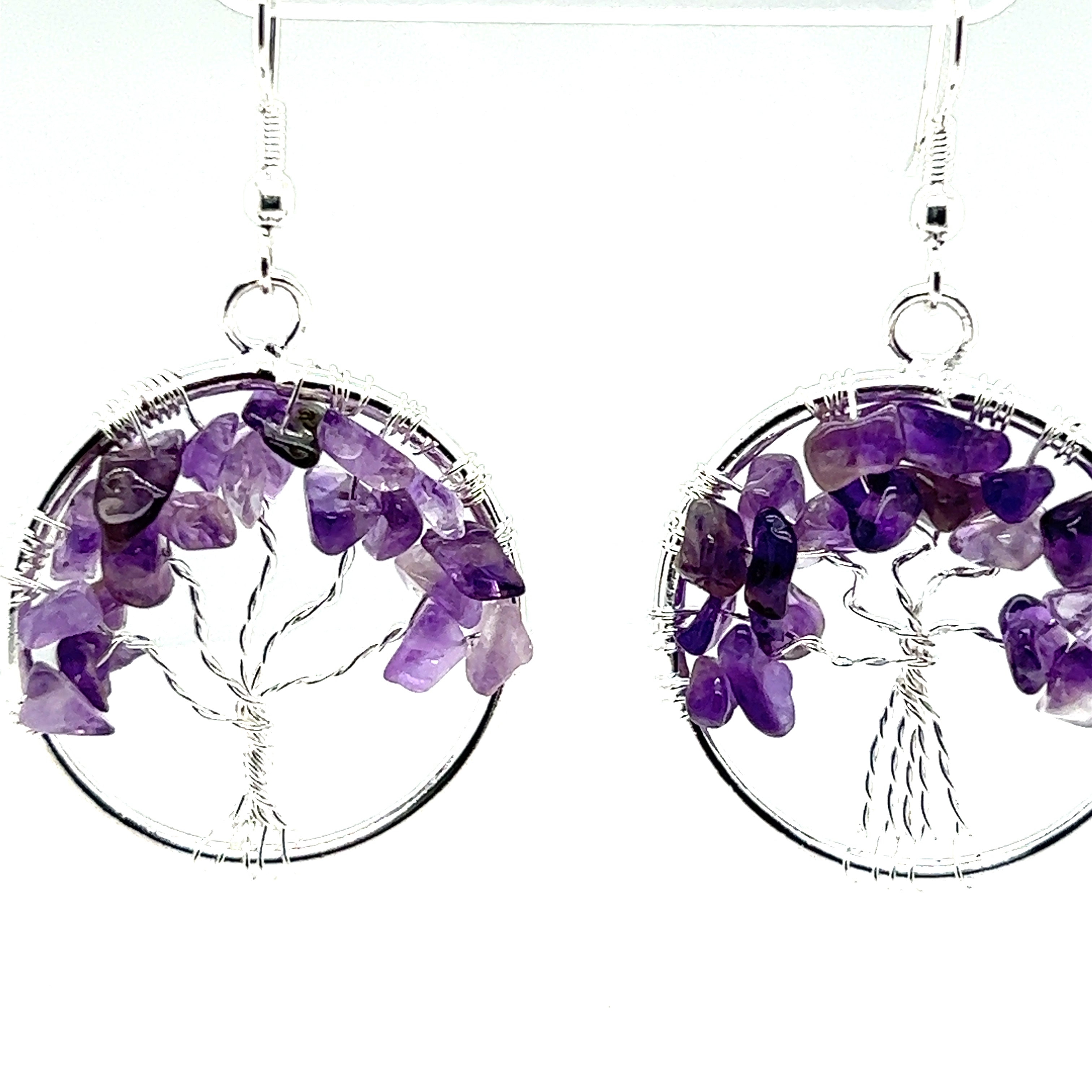 Amethyst Gemstone Tree Earrings by Super Silver.