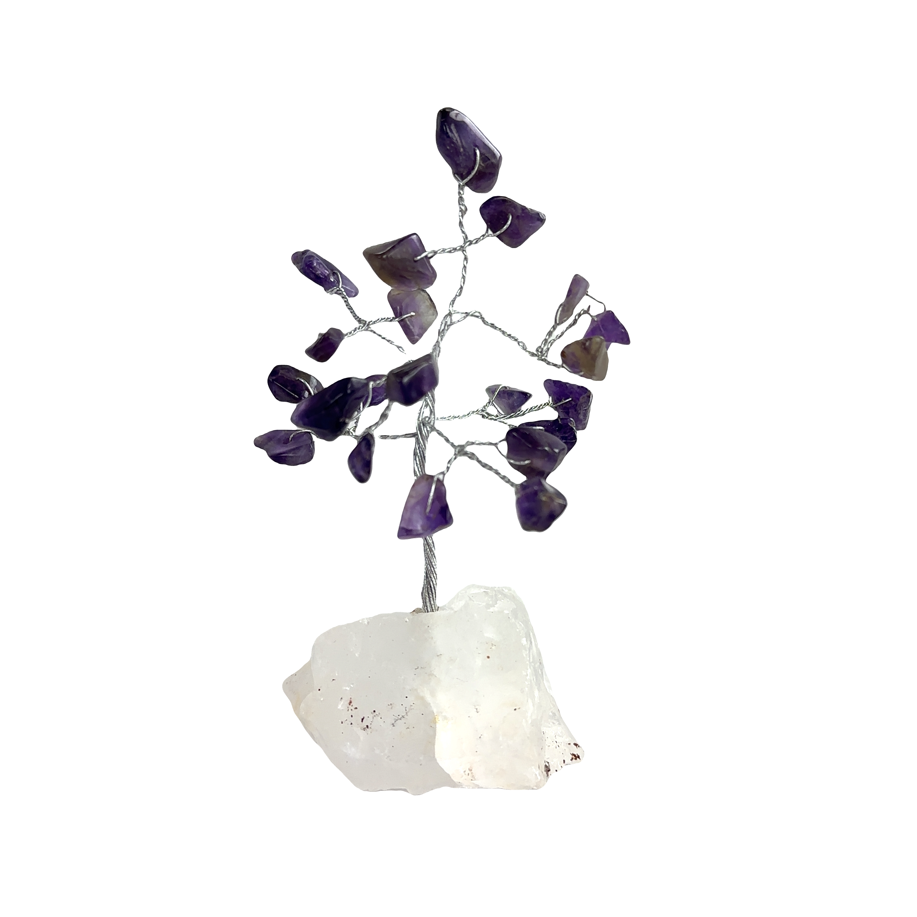 Delicate Wire Tree with Gemstones on a white rock, perfect for home decor.