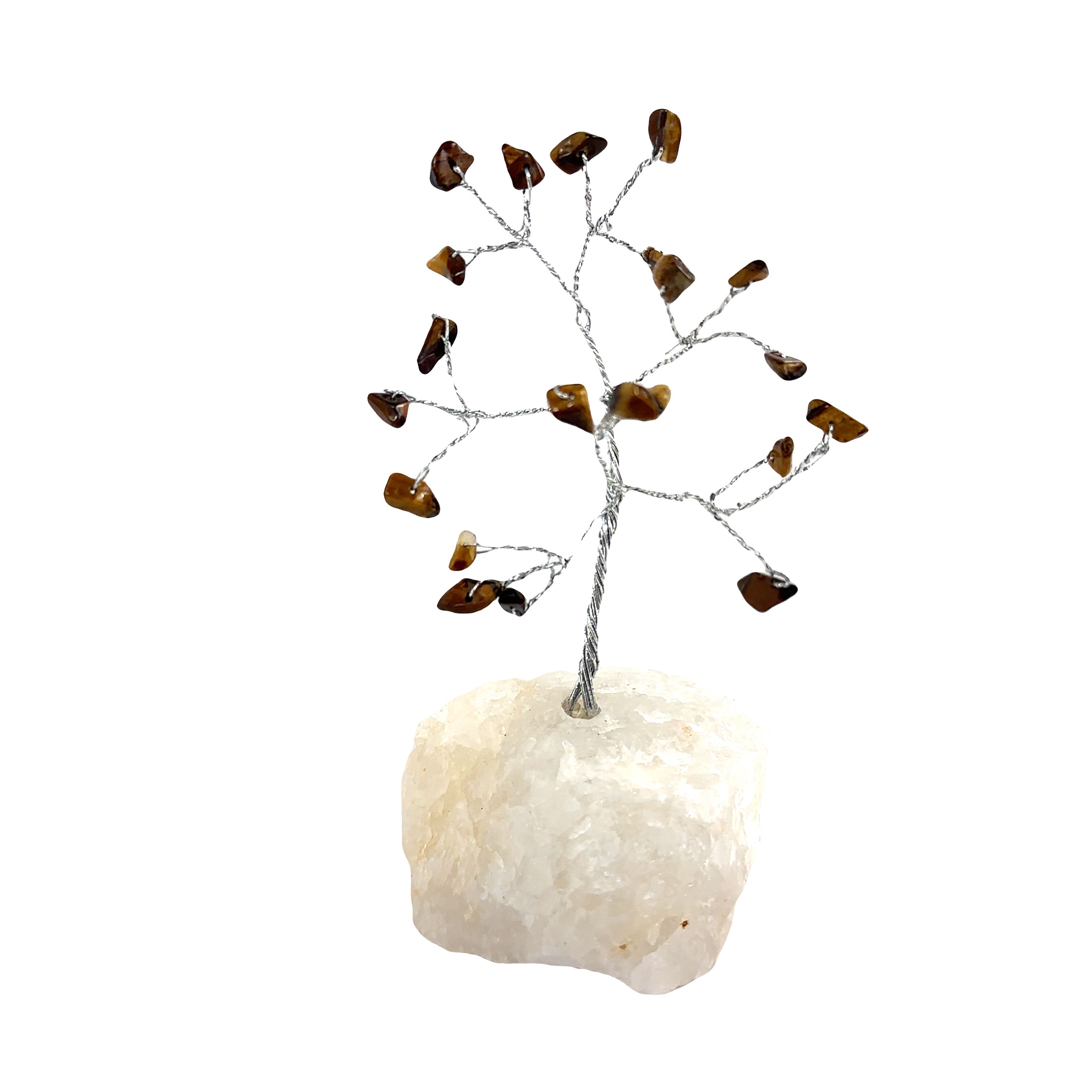 Delicate Wire Tree with Gemstones on a white rock, perfect for home decor.