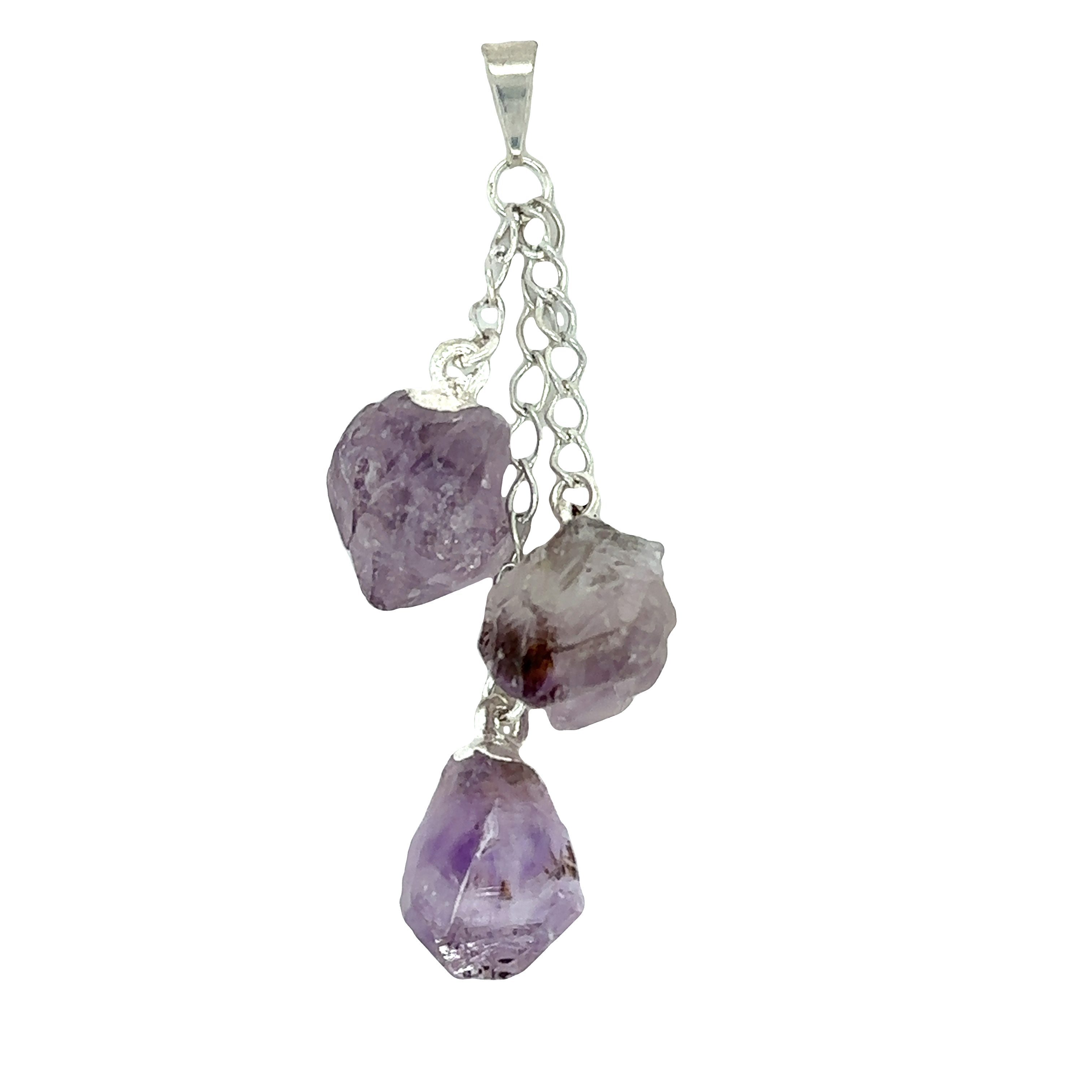 Triple Crystal Pendants - purple crystals by Super Silver.