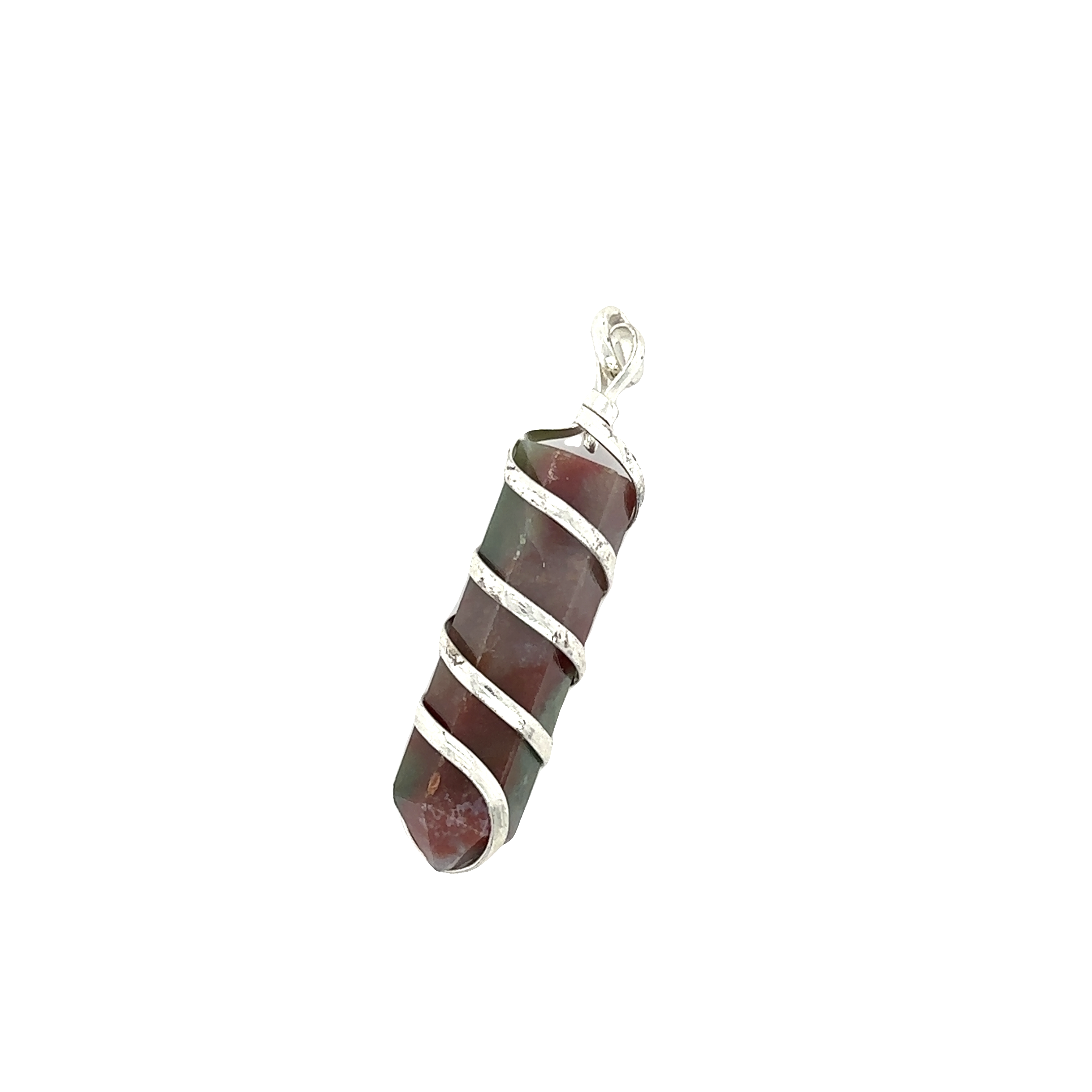 An everyday wear Spiral Wire Wrapped Stone Pendant featuring a genuine red stone by Super Silver.