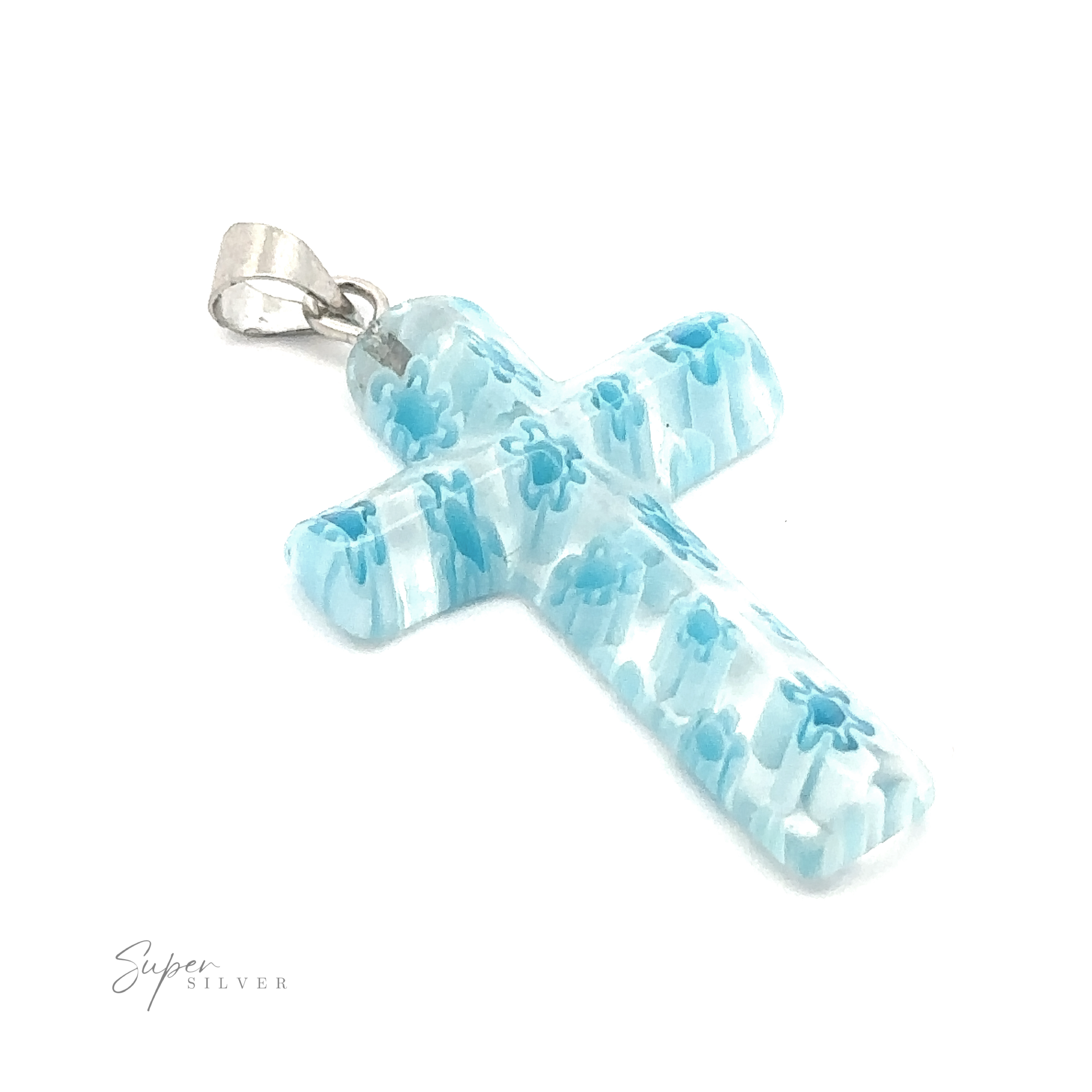 A Cross Pendant with Flower Pattern.