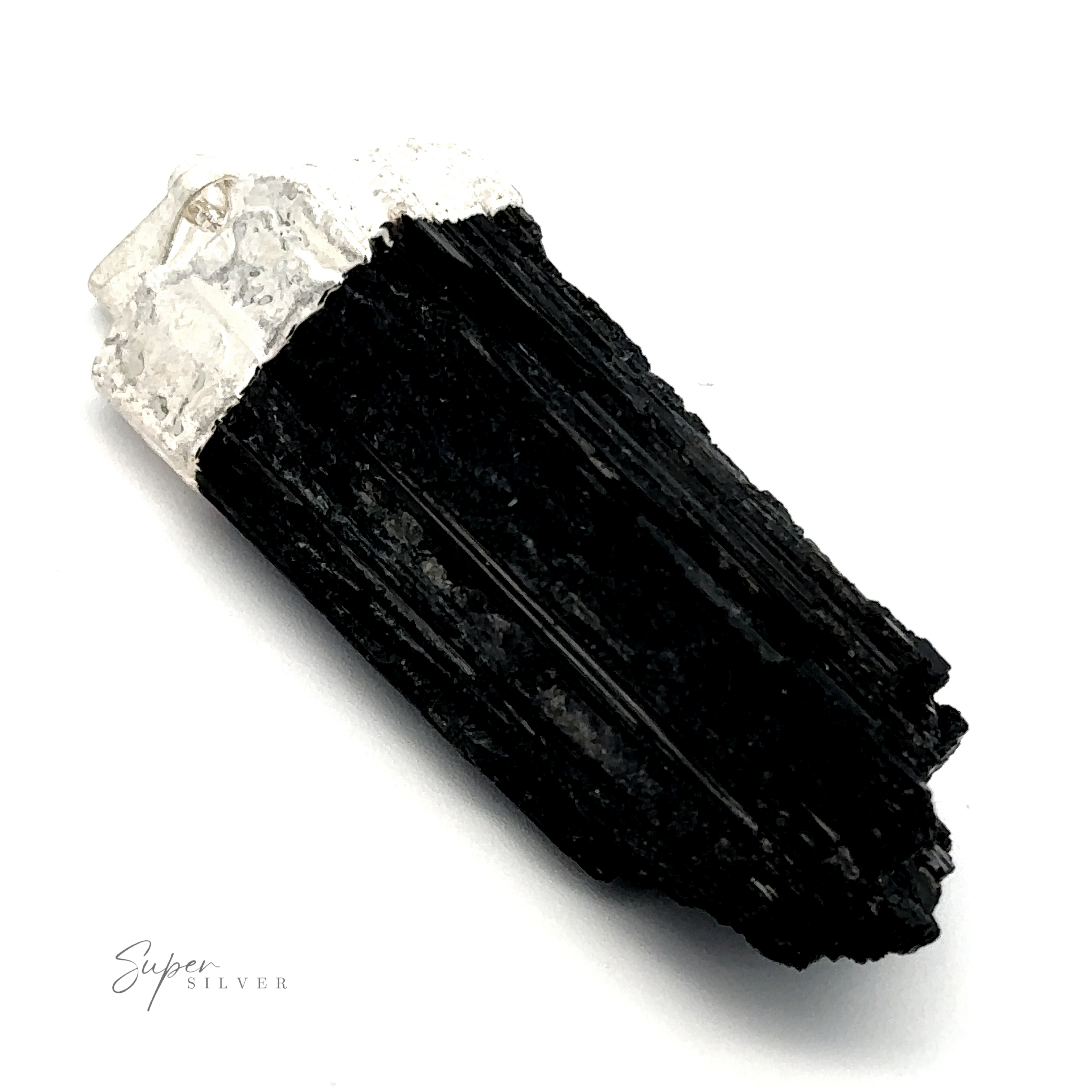 A Raw Crystal Pendant With Silver Cap on a white background.