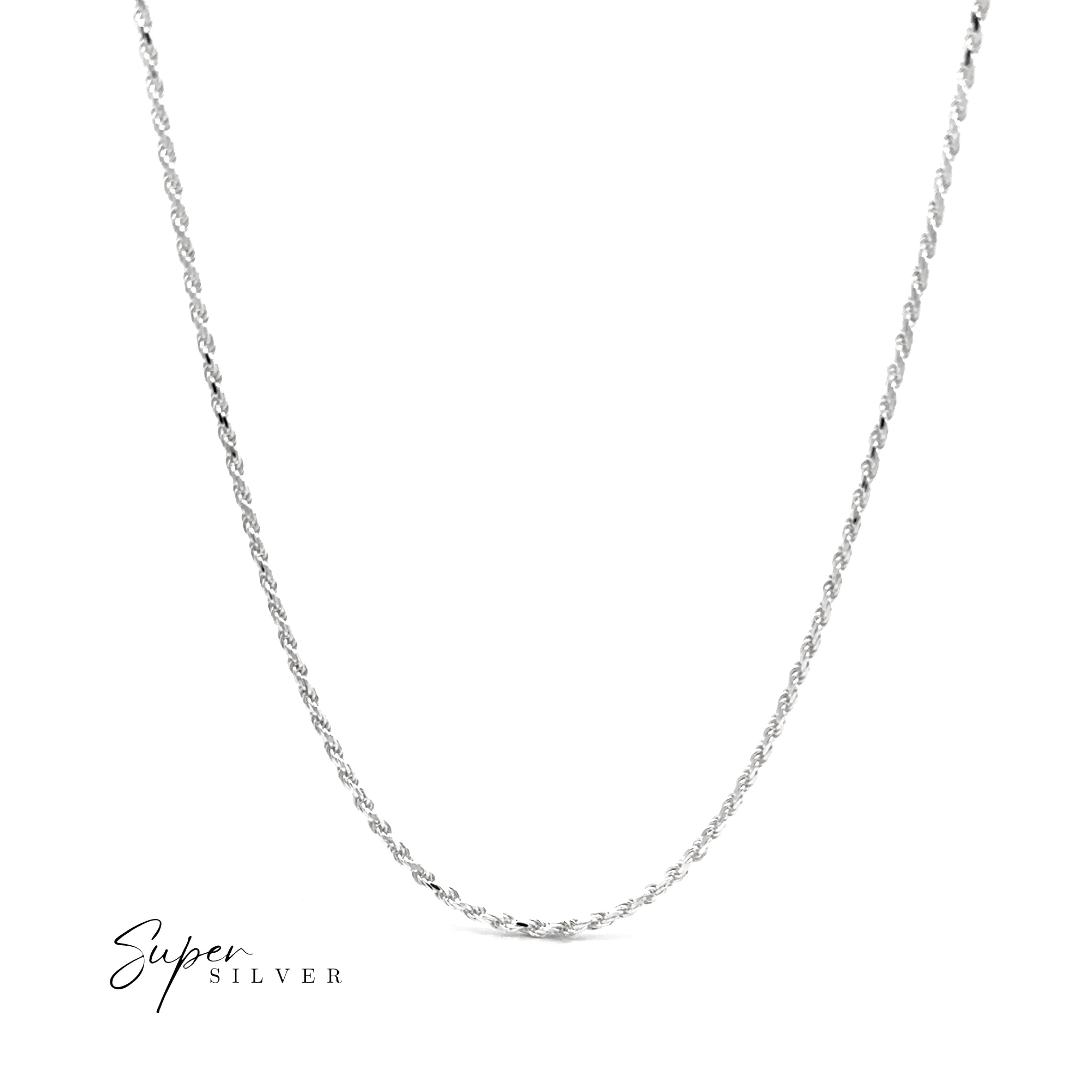 Delicate Italian D/C Rope Chain necklace shown on a white background, featuring the "Super Silver" logo in the bottom left corner.