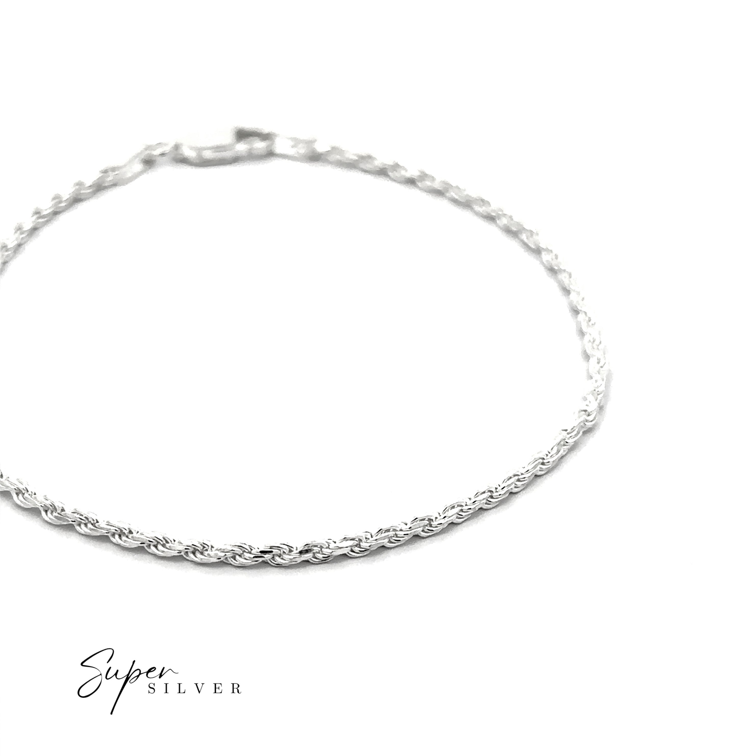Italian D/C Rope Chain silver bracelet shown on a white background with "Super Silver" branding in the lower left corner.