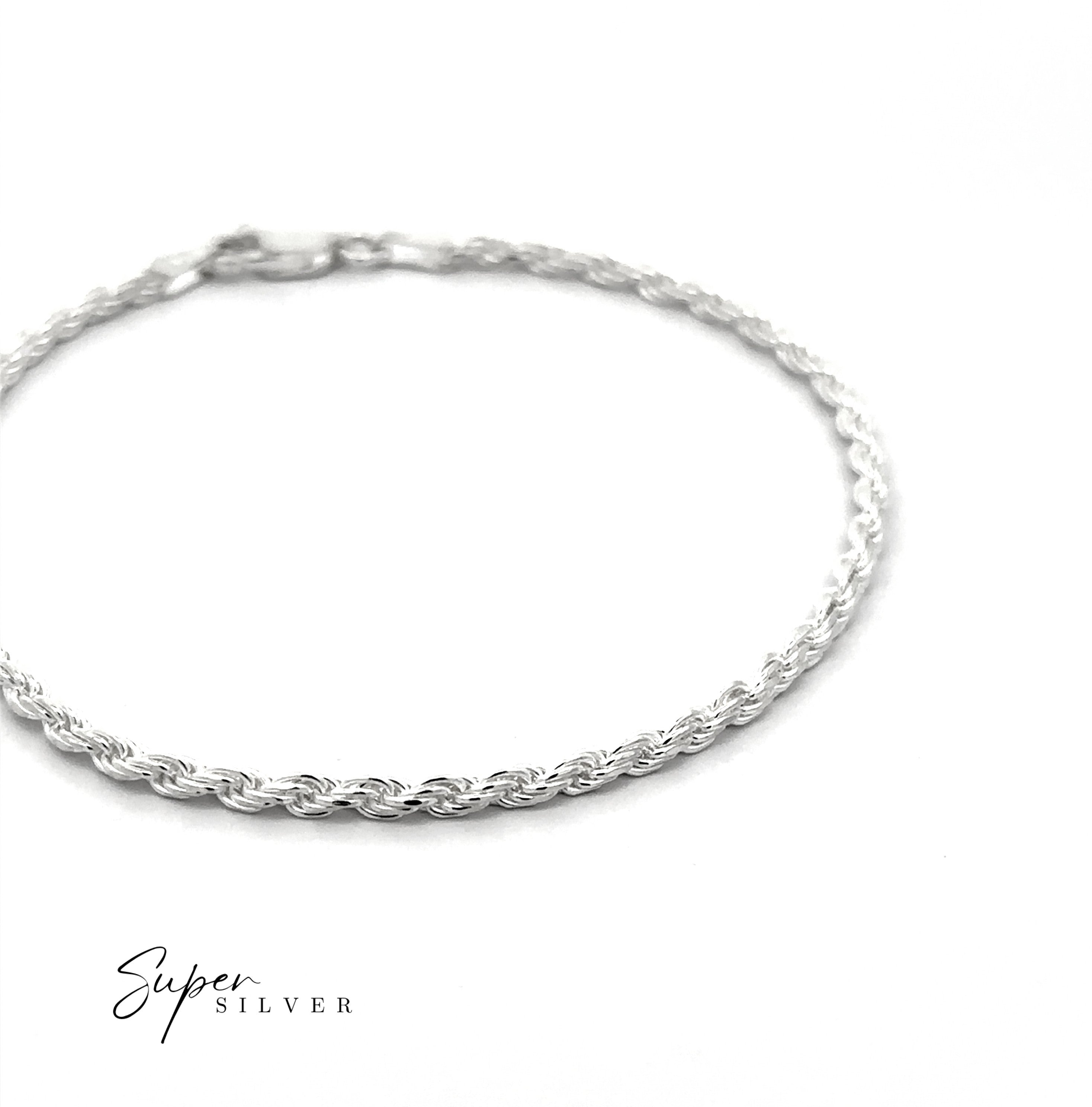 Italian D/C Rope Chain bracelet displayed on a white background with "Super Silver" text in the bottom left corner.