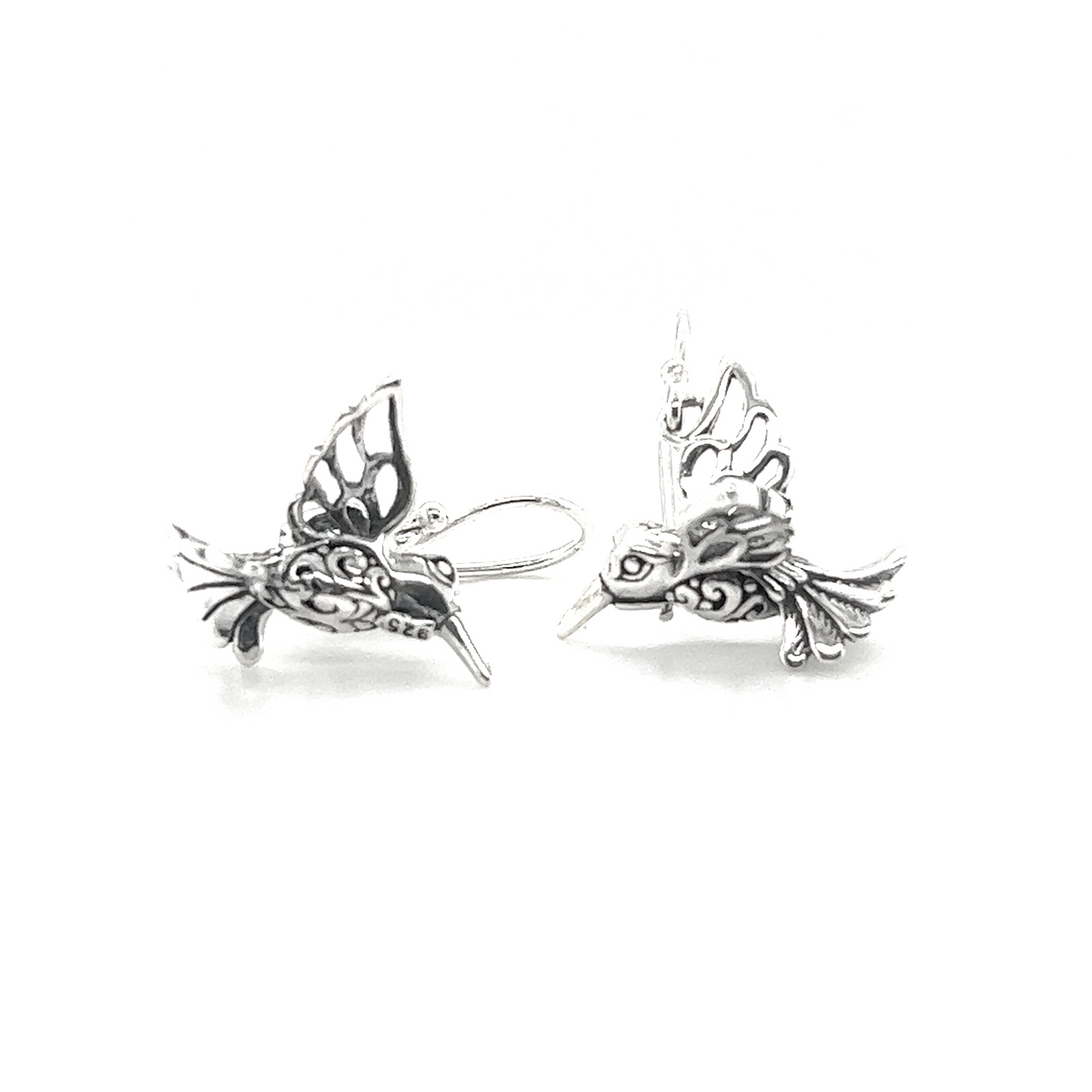 
                  
                    Super Silver Filigree Hummingbird earrings.
                  
                