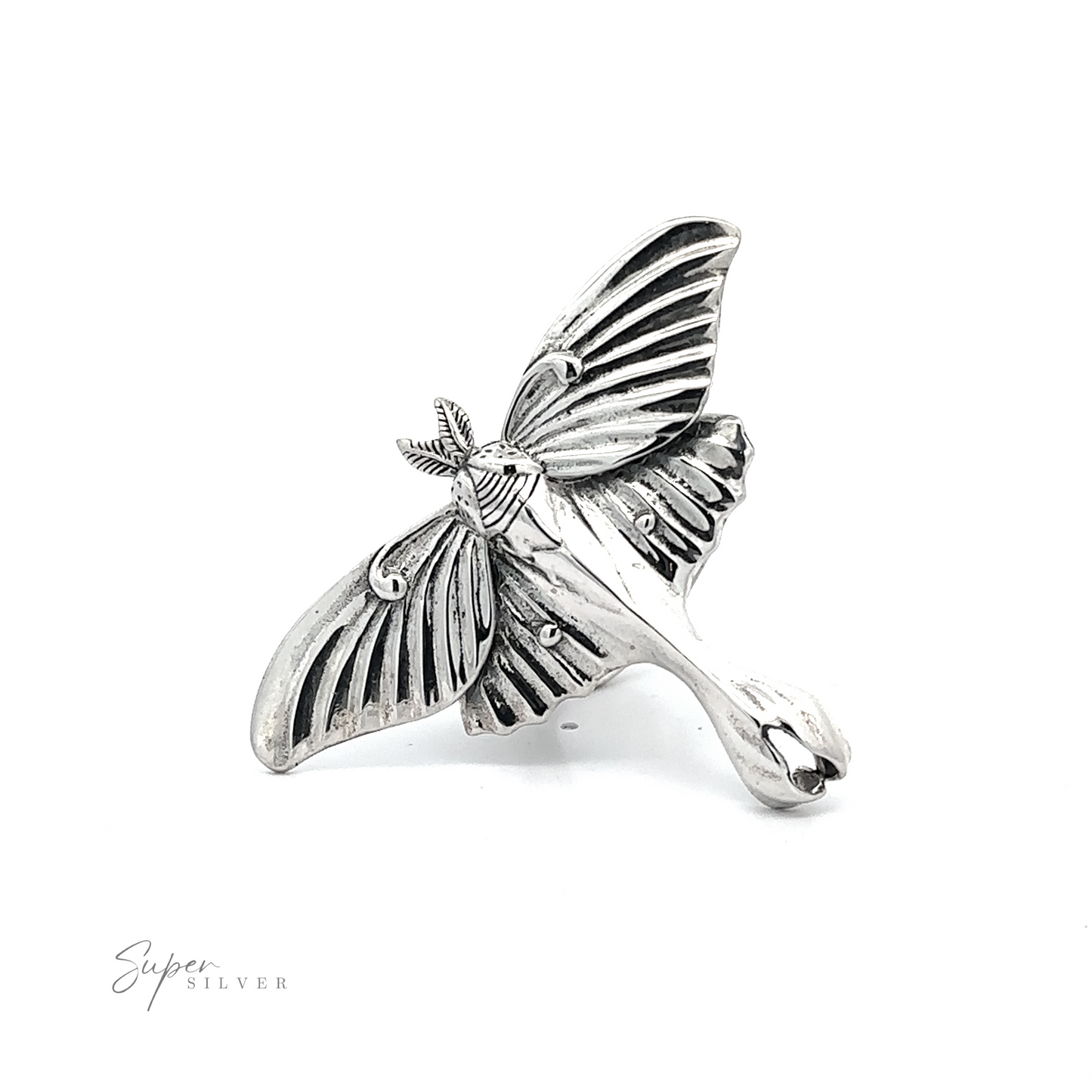 
                  
                    A Statement Lunar Moth Ring, featuring detailed wings and a slight patina, displayed against a white background.
                  
                