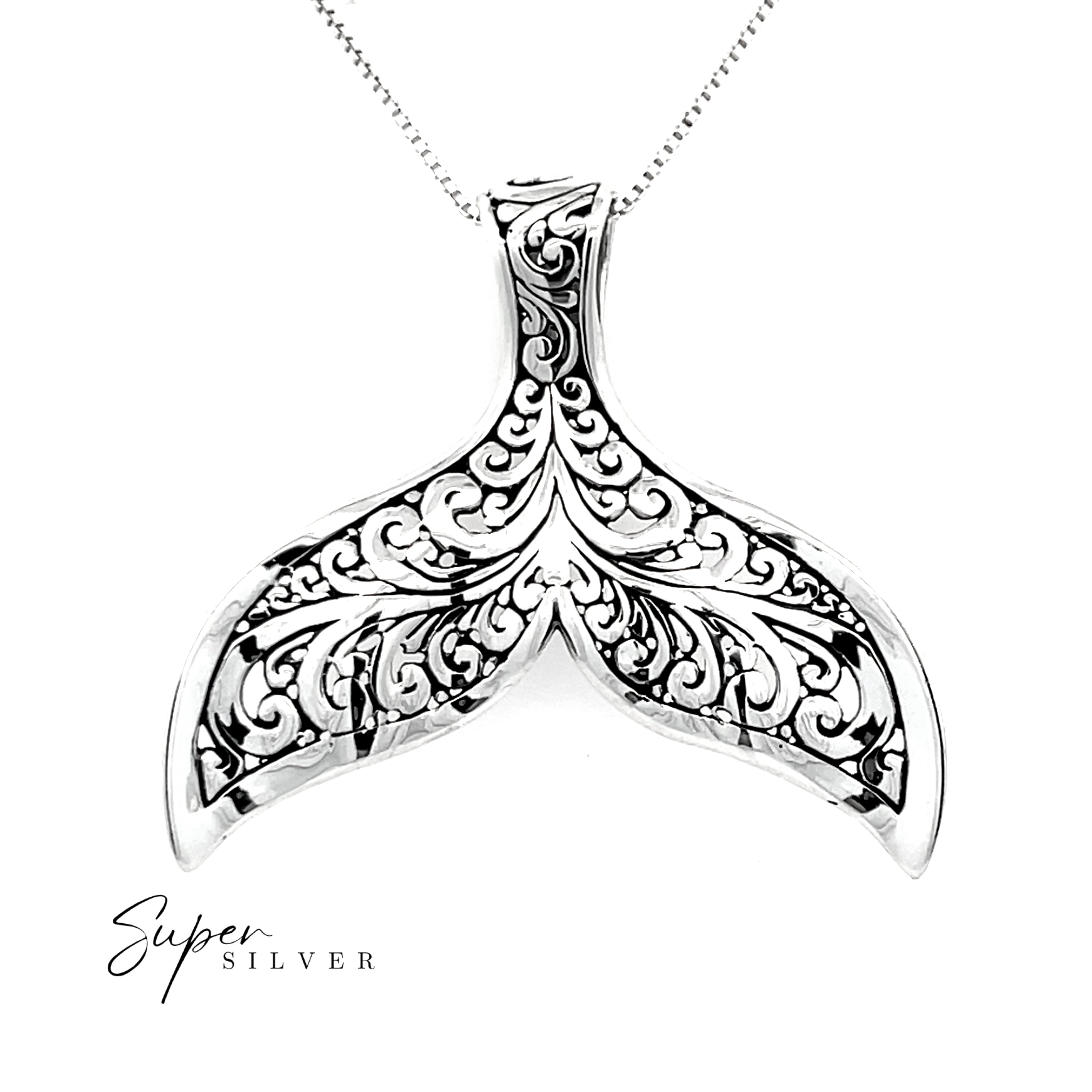 Stunning Full Filigree Whale Tail Pendant