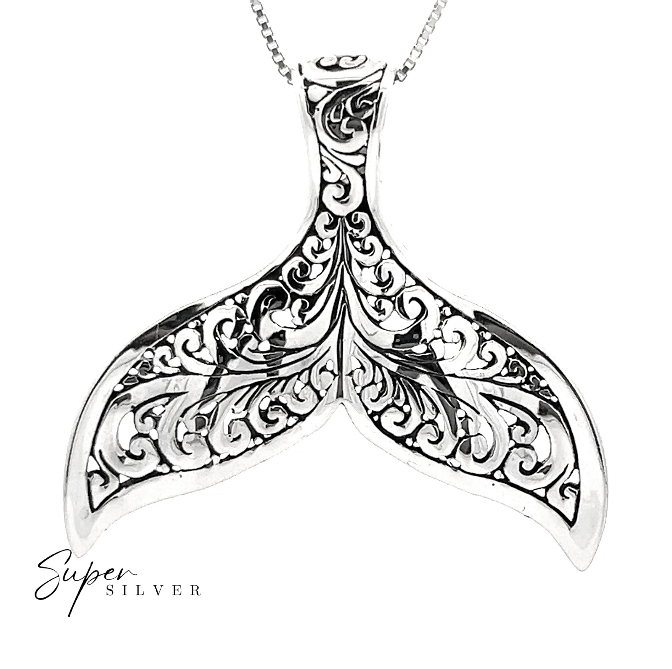 Stunning Full Filigree Whale Tail Pendant