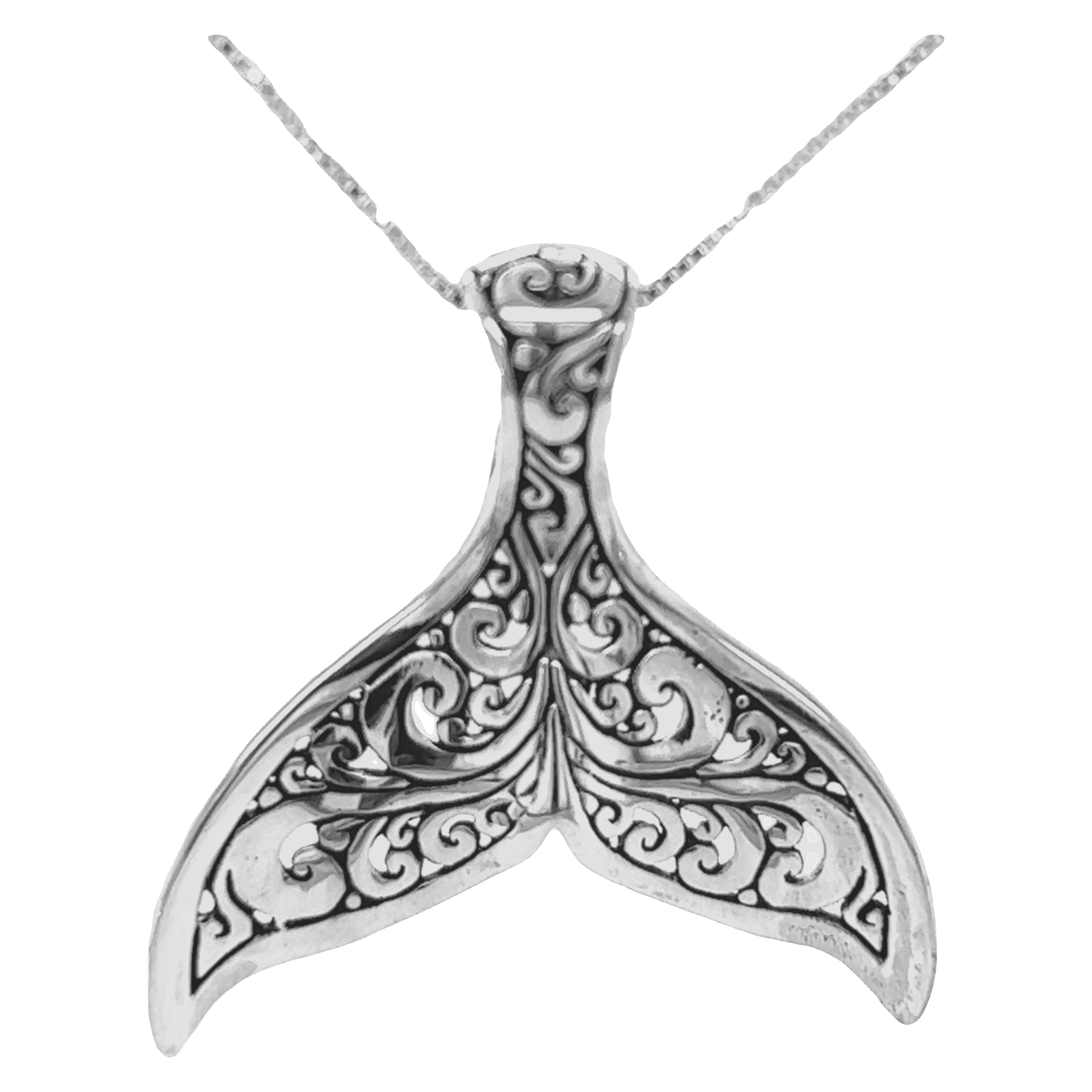 Stunning Full Filigree Whale Tail Pendant