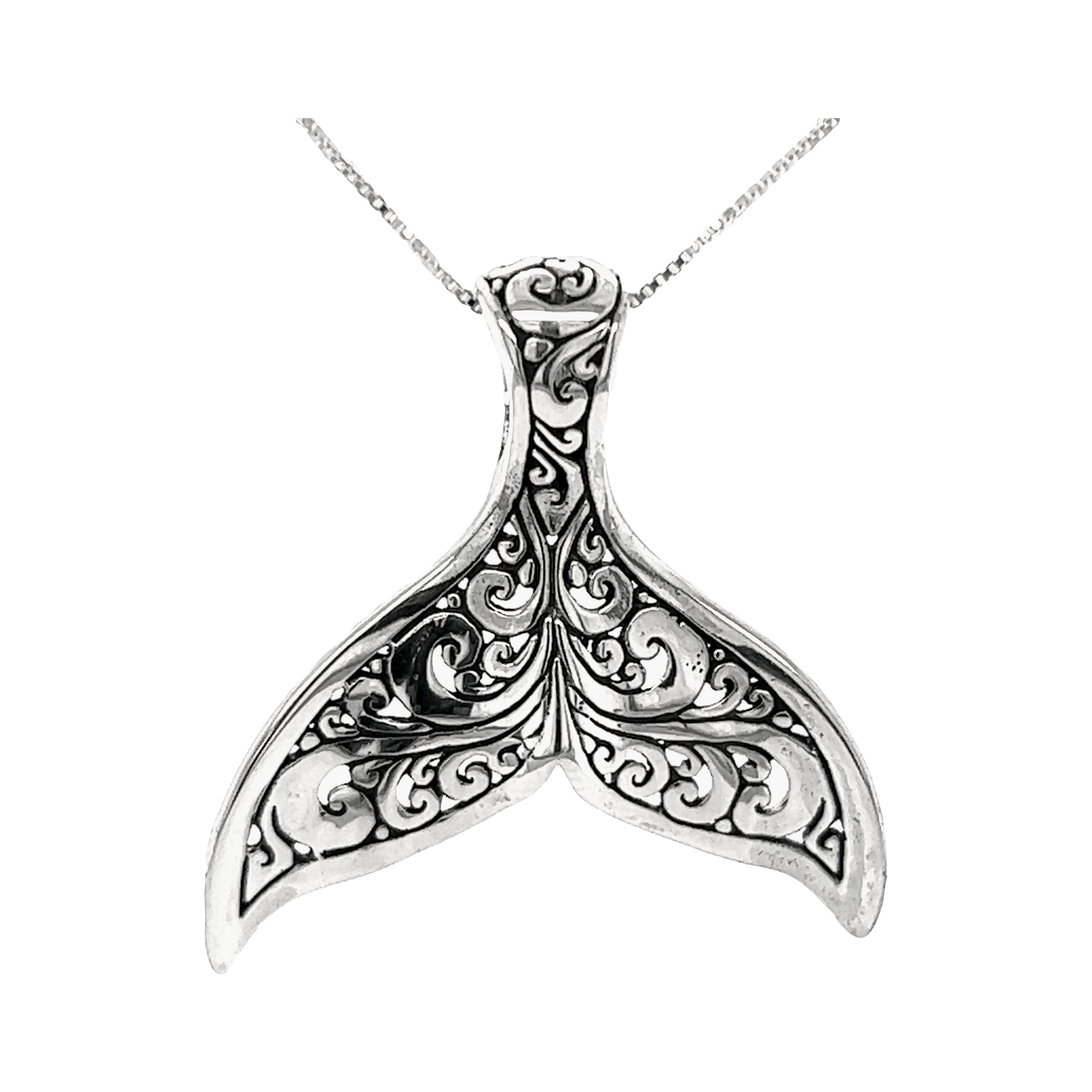 Stunning Full Filigree Whale Tail Pendant
