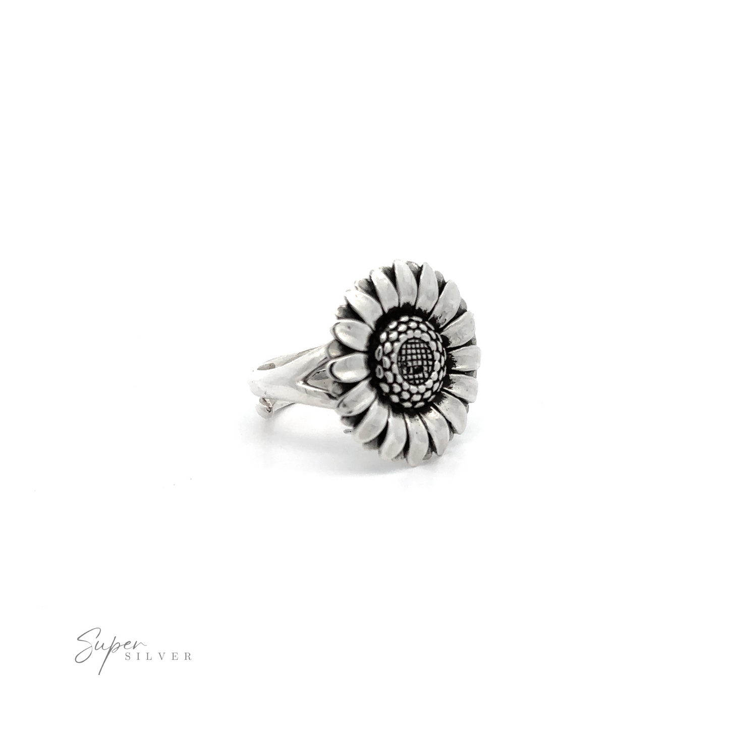 
                  
                    Adjustable Sunflower Statement Ring shaped like a sunflower on a white background.
                  
                