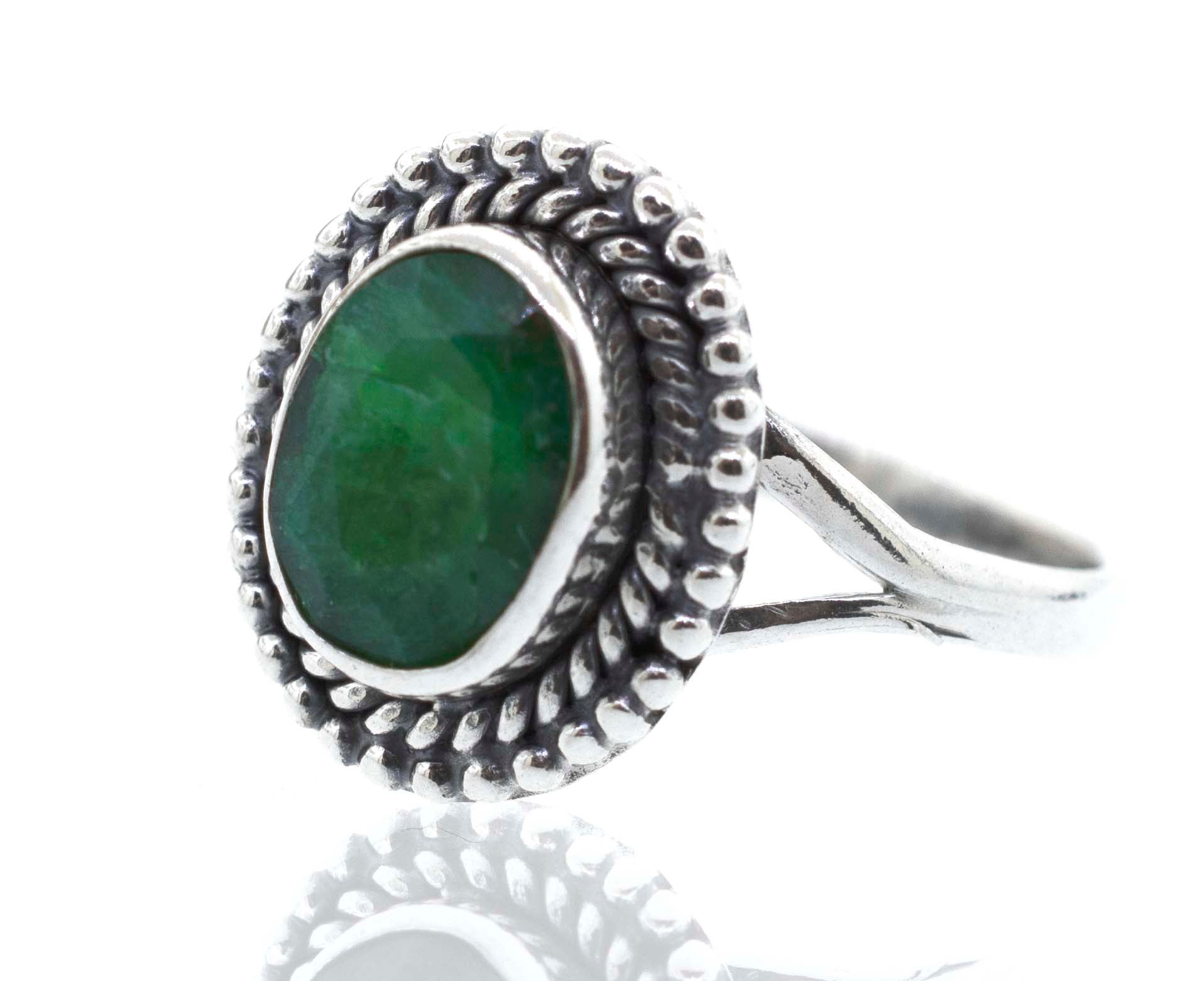 A sterling silver Gemstone Oval Shield Ring.