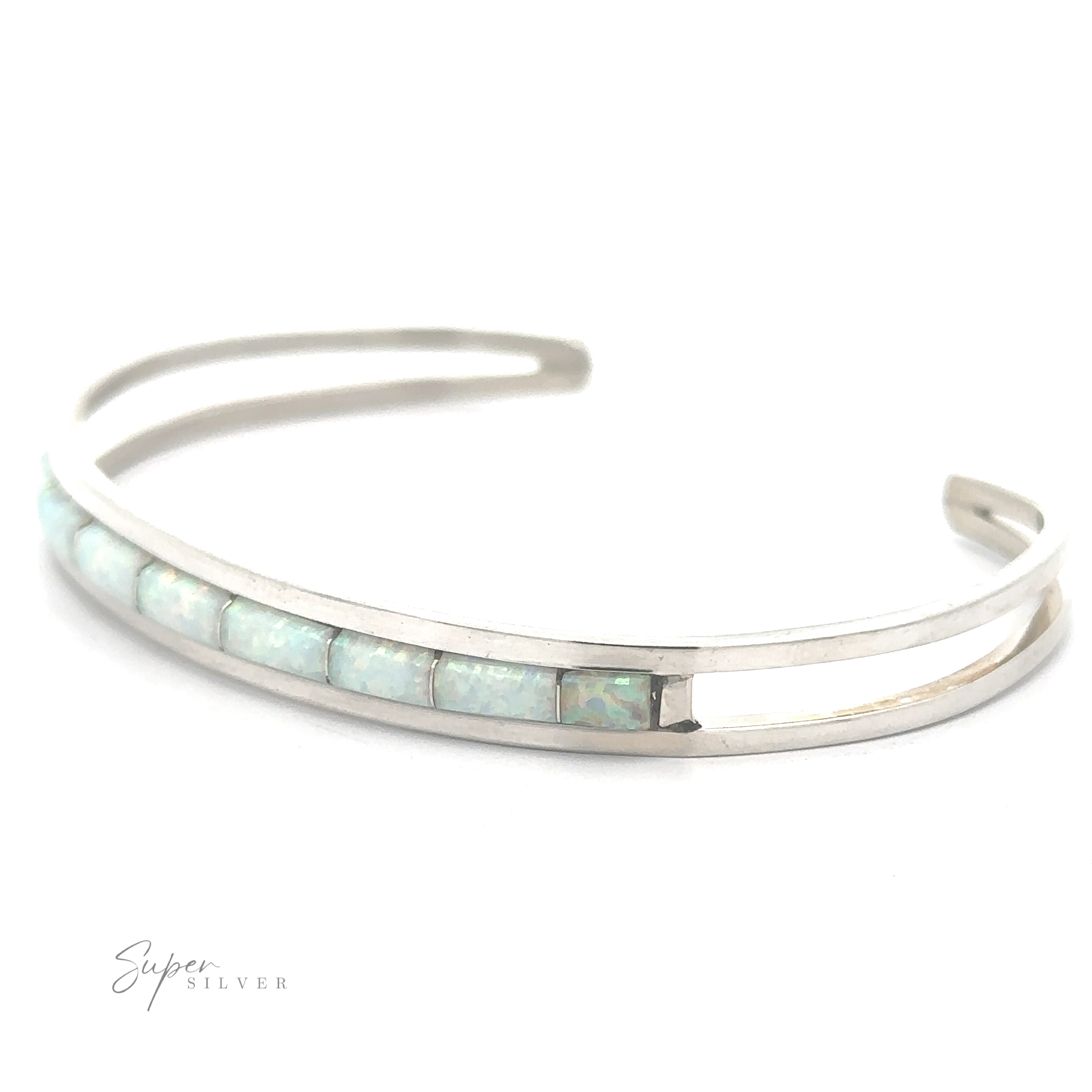 Chic Native American Cuff With Inlaid Stones bracelet with inlaid opal stones.