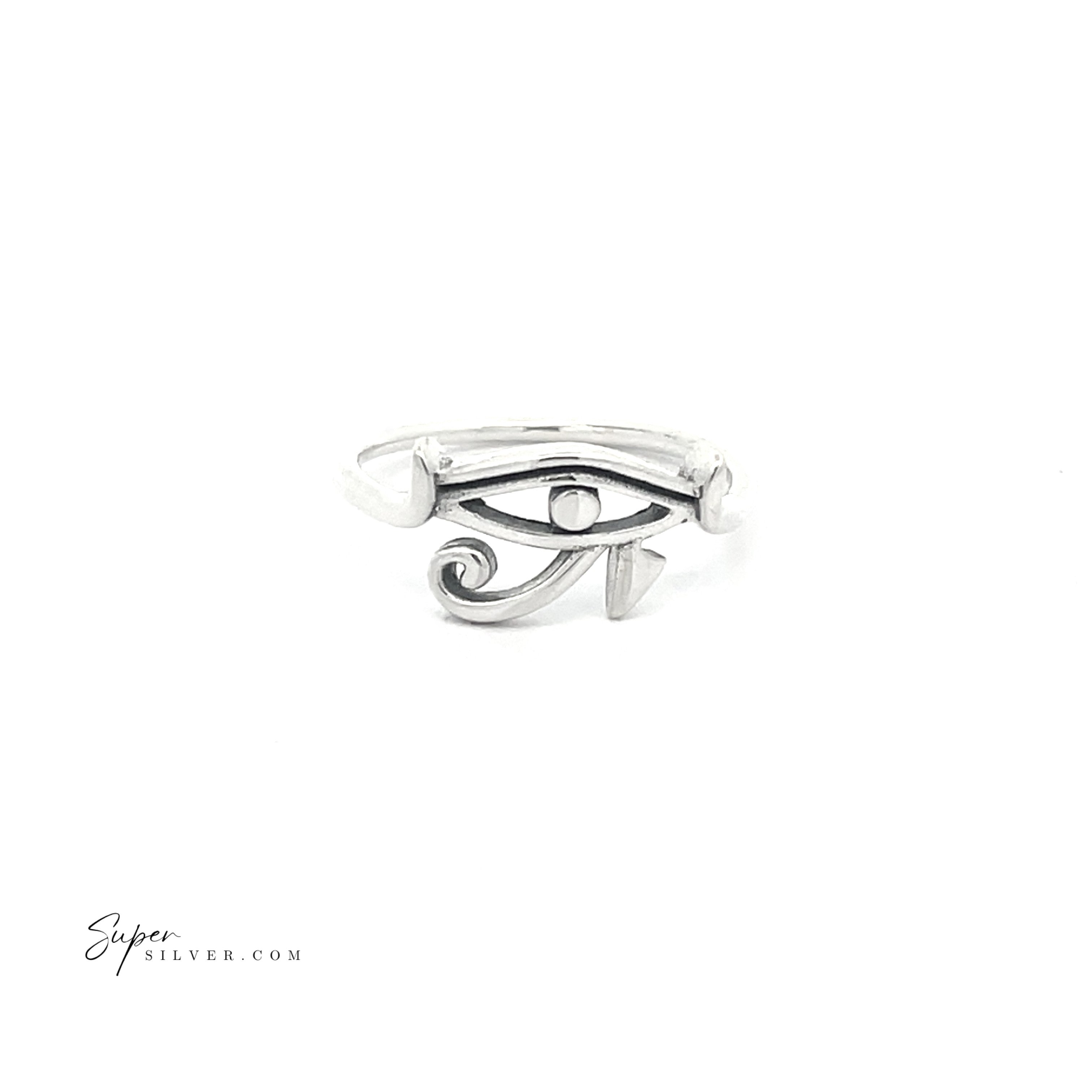 Simple Eye of Ra Ring crafted in sterling silver, featuring a high polish finish on a plain white background.