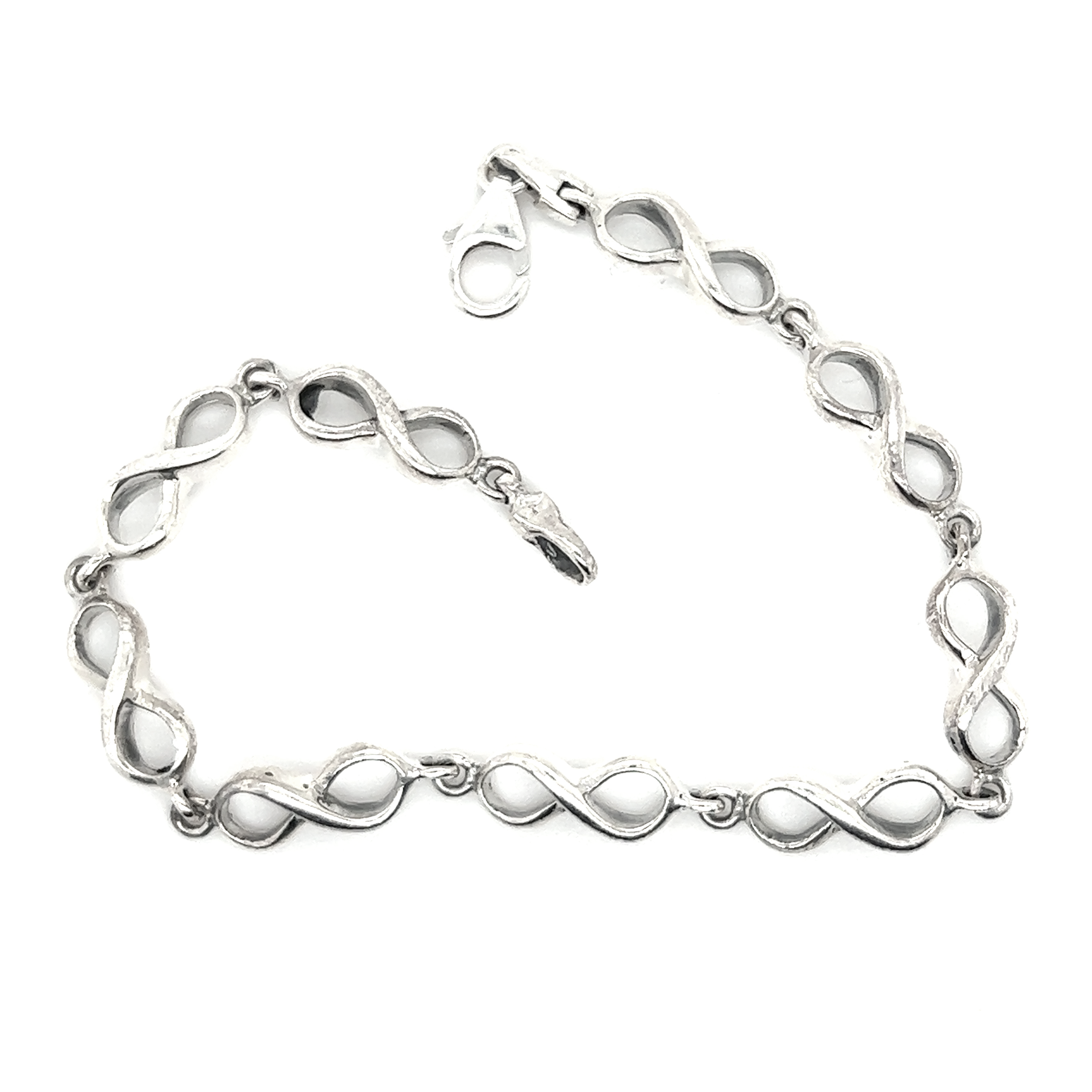A sleek Infinity Sign Link Bracelet, showcasing infinity knots on a white background.