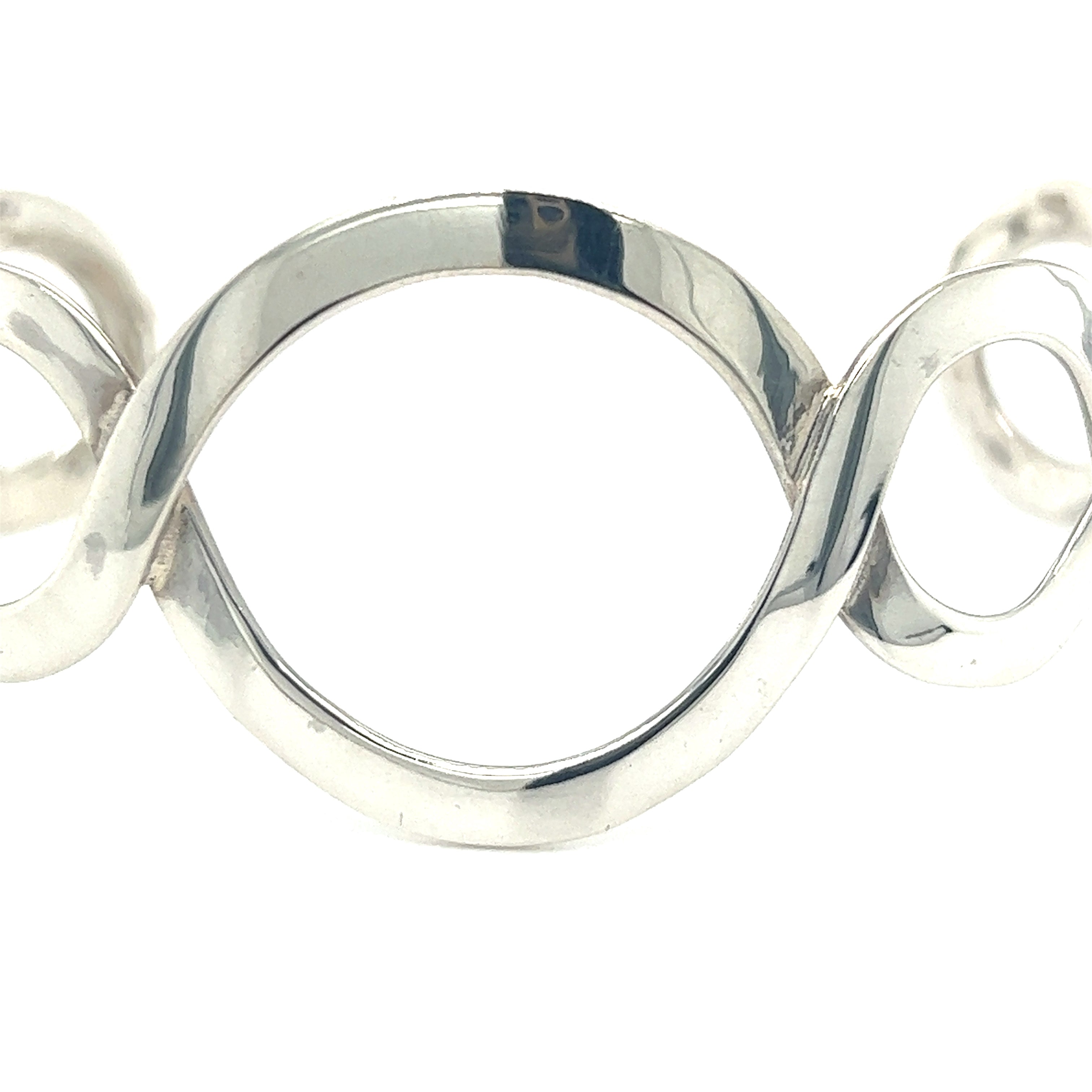 Super Silver Twisted Graduated Circle Cuff bracelet.