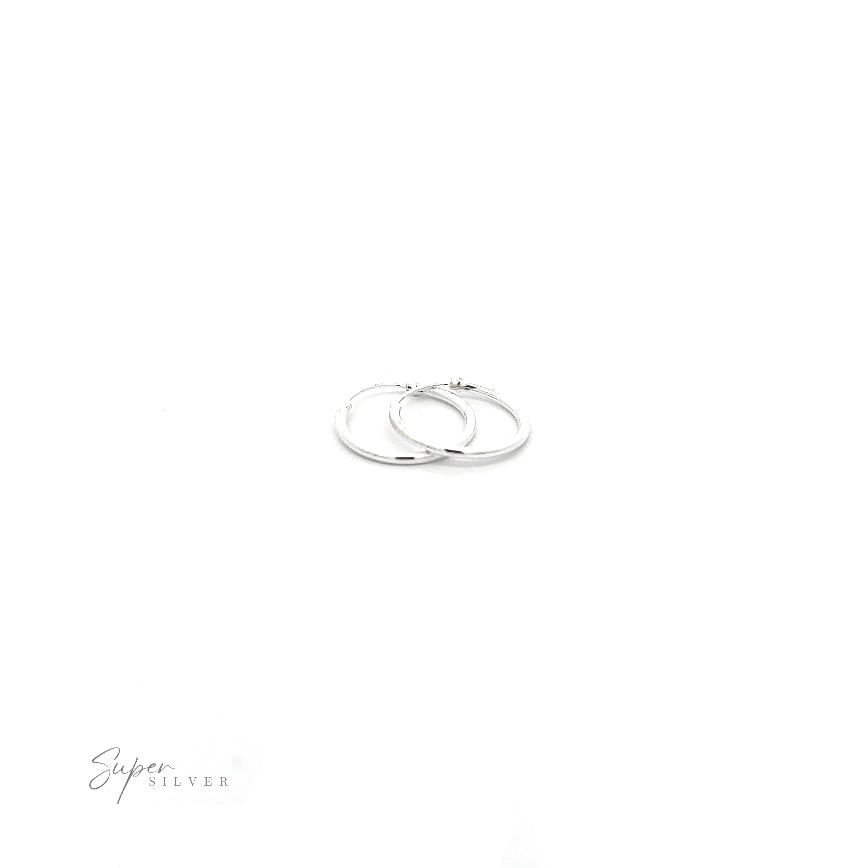A pair of 1.5mm Infinity Hoops with a minimalist flair on a white background.