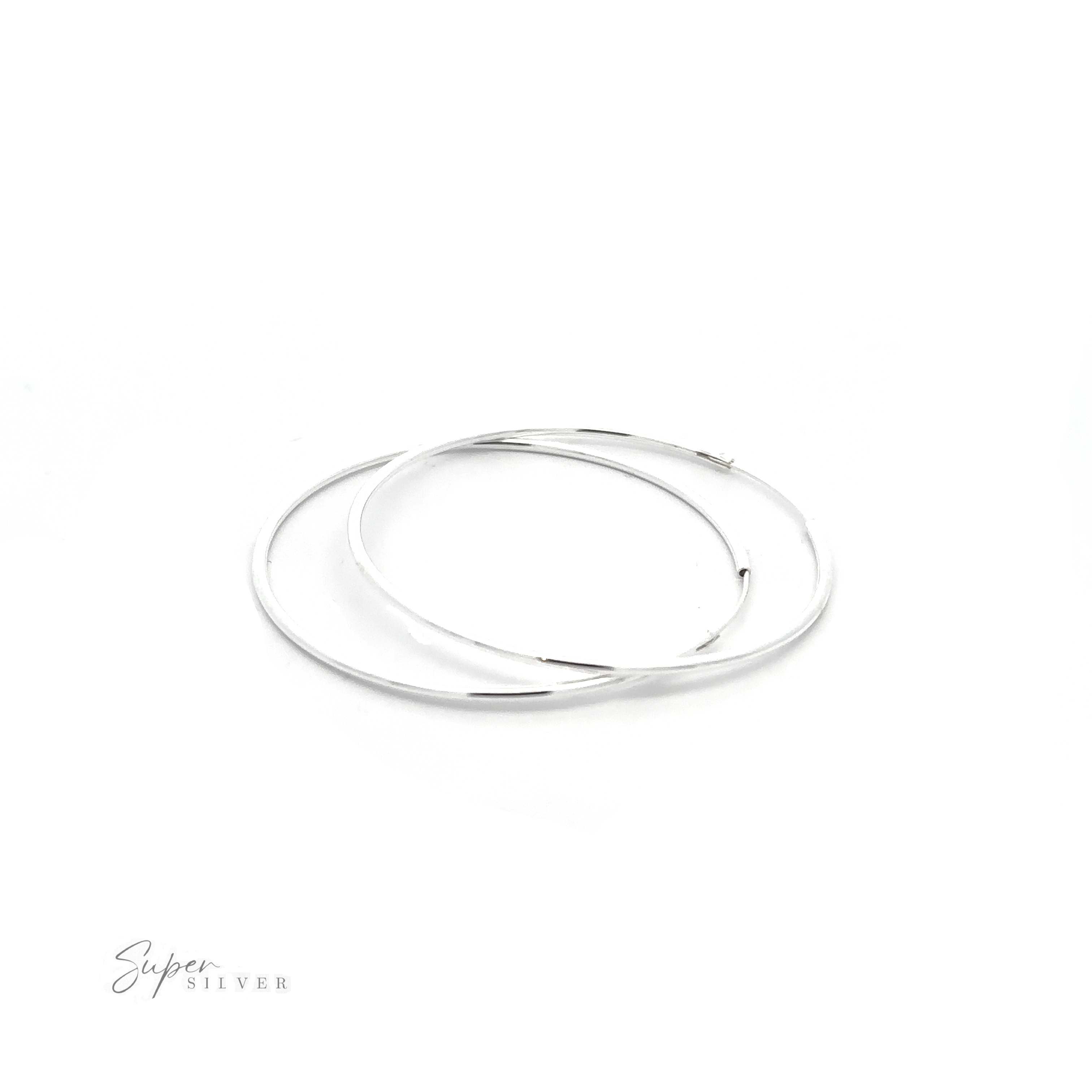 Two 1.5mm Infinity Hoops with a minimalist flair on a white background.