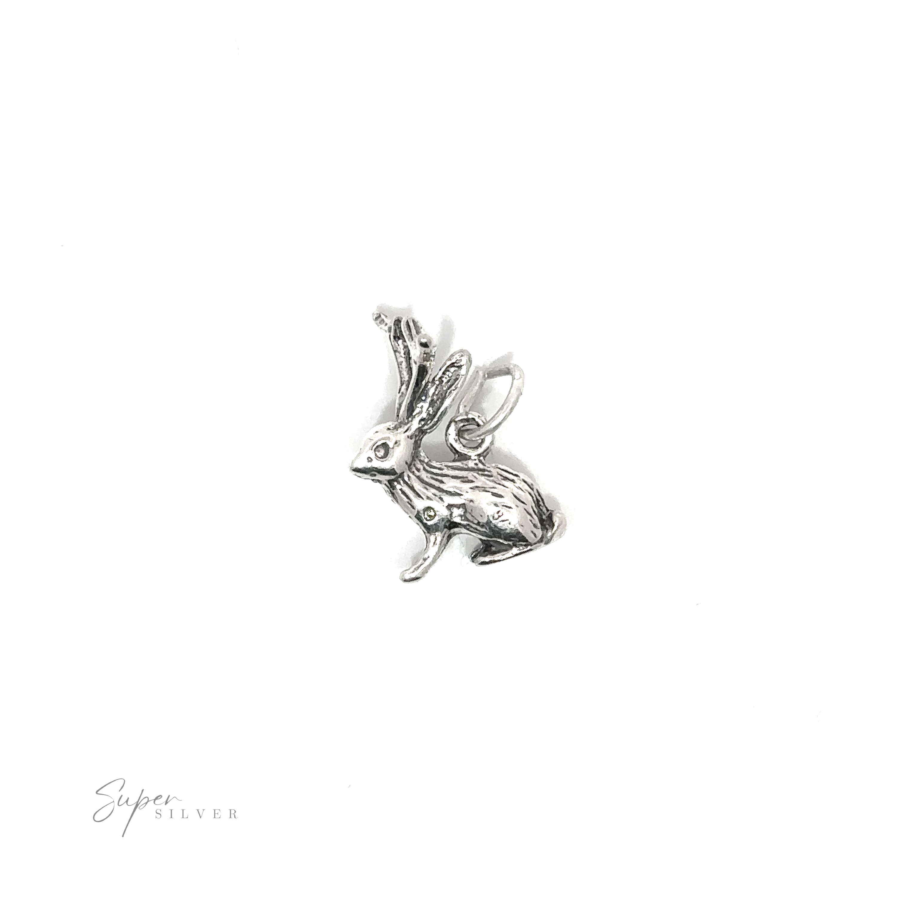 Silver Jackalope Charm pendant on a white background.