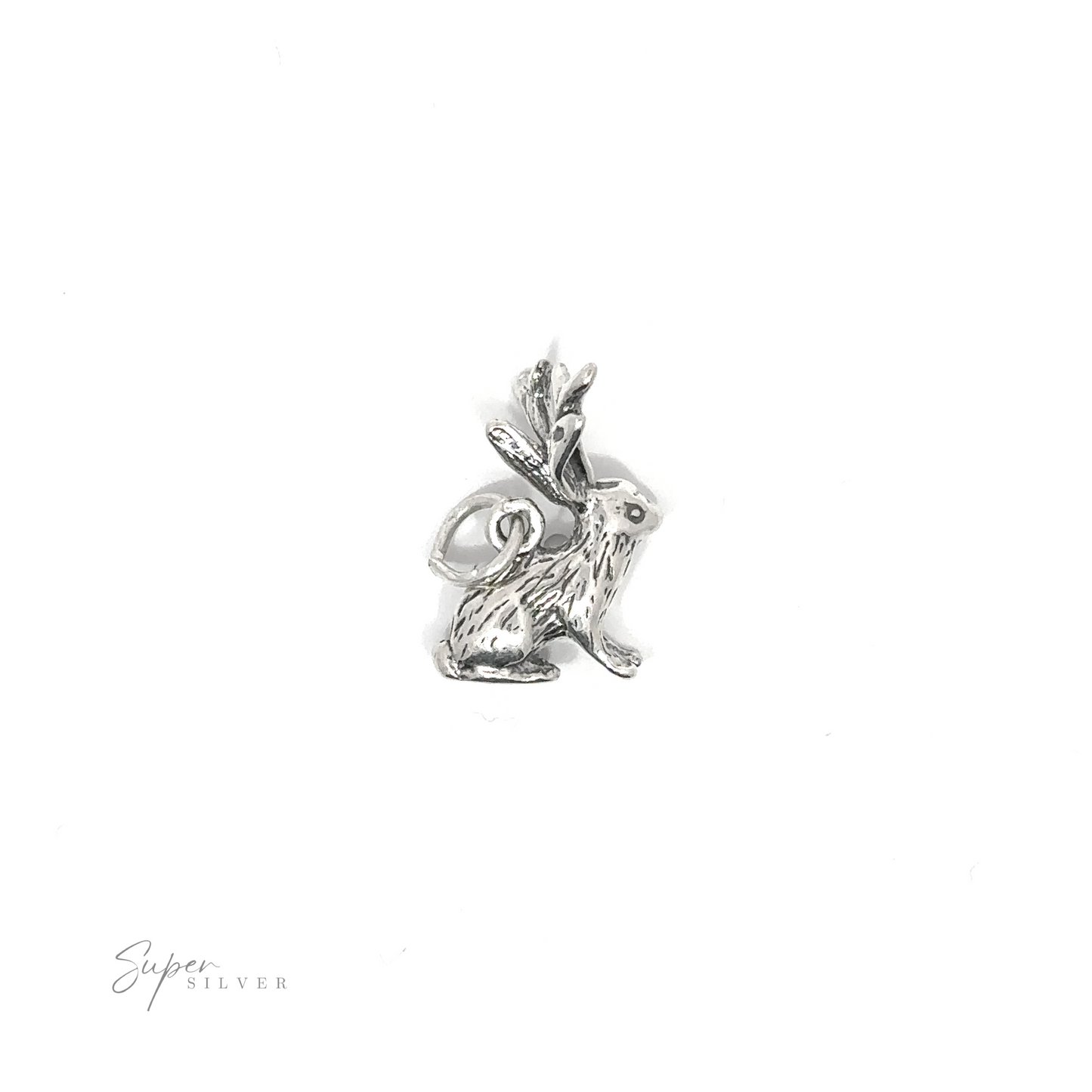 
                  
                    Silver Jackalope Charm with detailed engraving.
                  
                