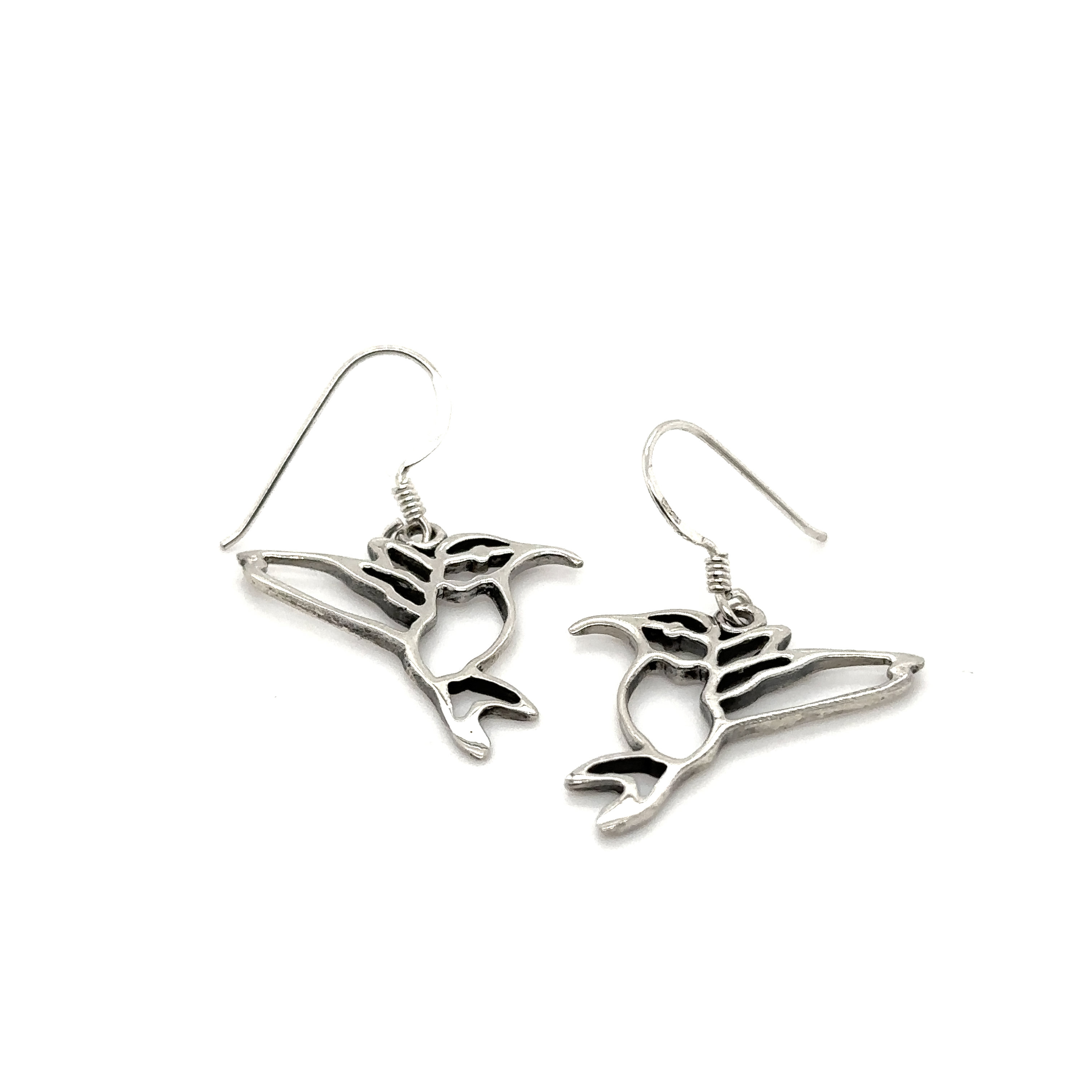 Super Silver Hummingbird Cutout Earrings featuring a cut out design in .925 sterling silver.