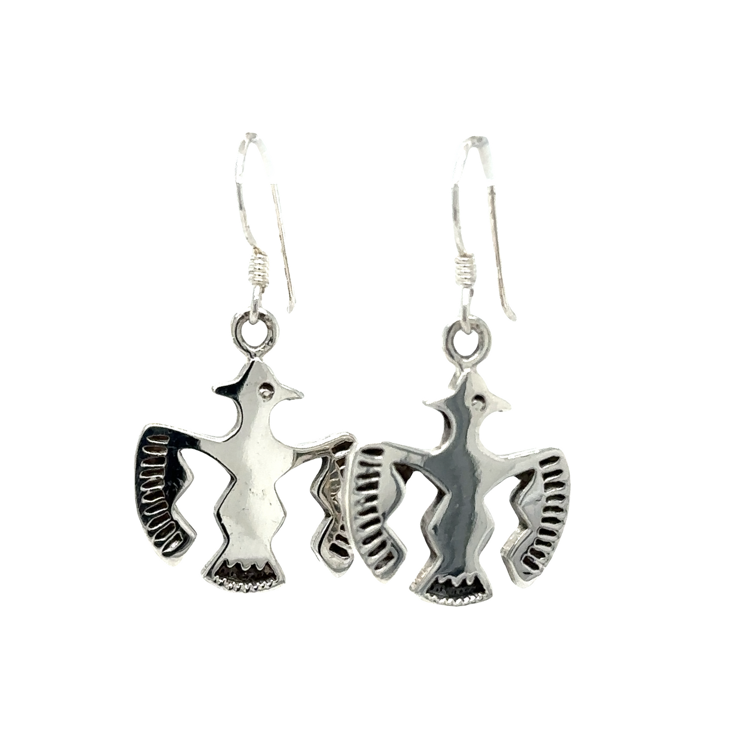 
                  
                    These Super Silver Thunderbird Earrings are the perfect addition to any outfit, featuring elegant birds on them.
                  
                