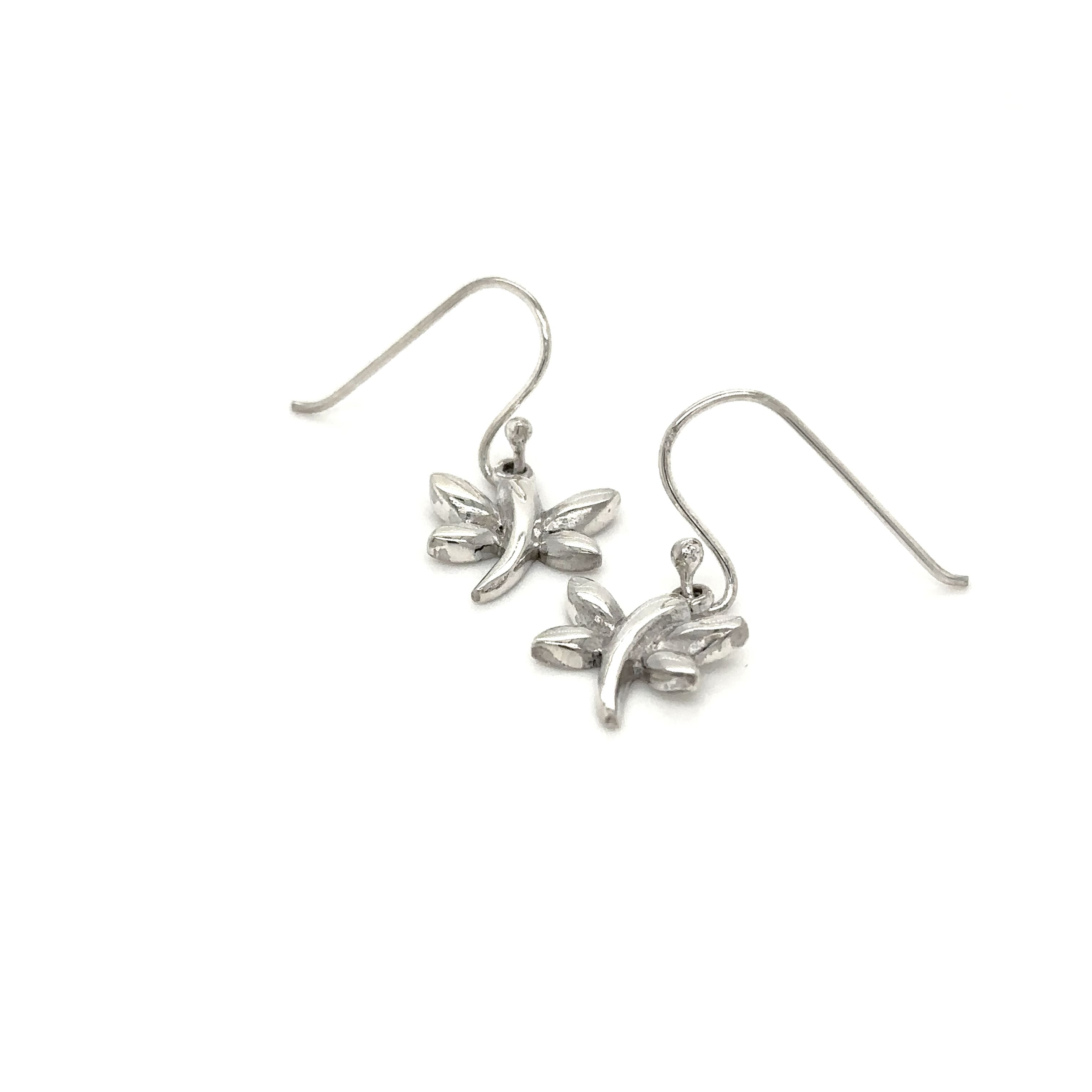 Delightful Super Silver Dragonfly Earrings on a white background.