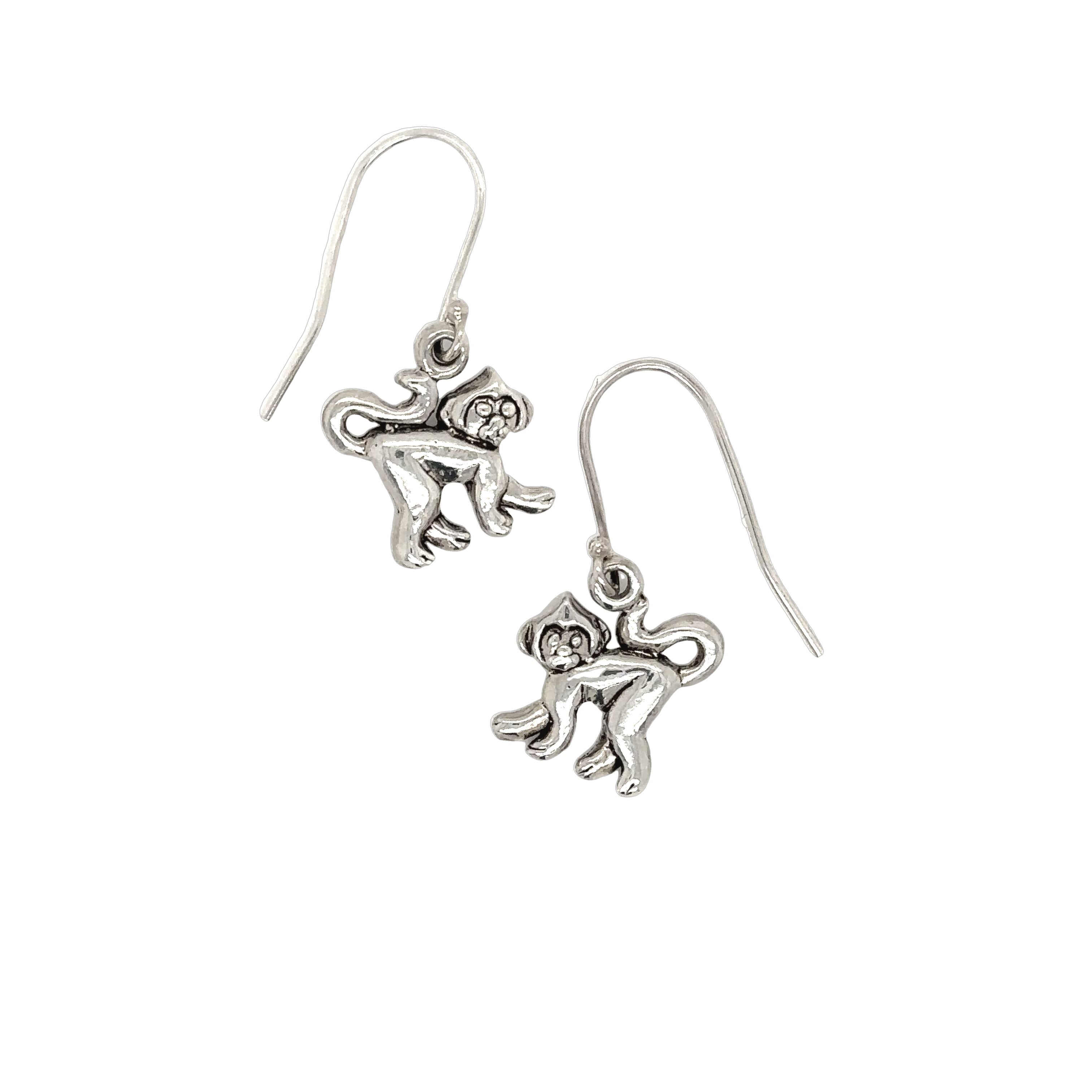 These adorable Super Silver Monkey Earrings are made with .925 silver, showcasing intricate details of the mischievous monkeys. These cute sterling silver earrings are a perfect accessory for any animal lover.