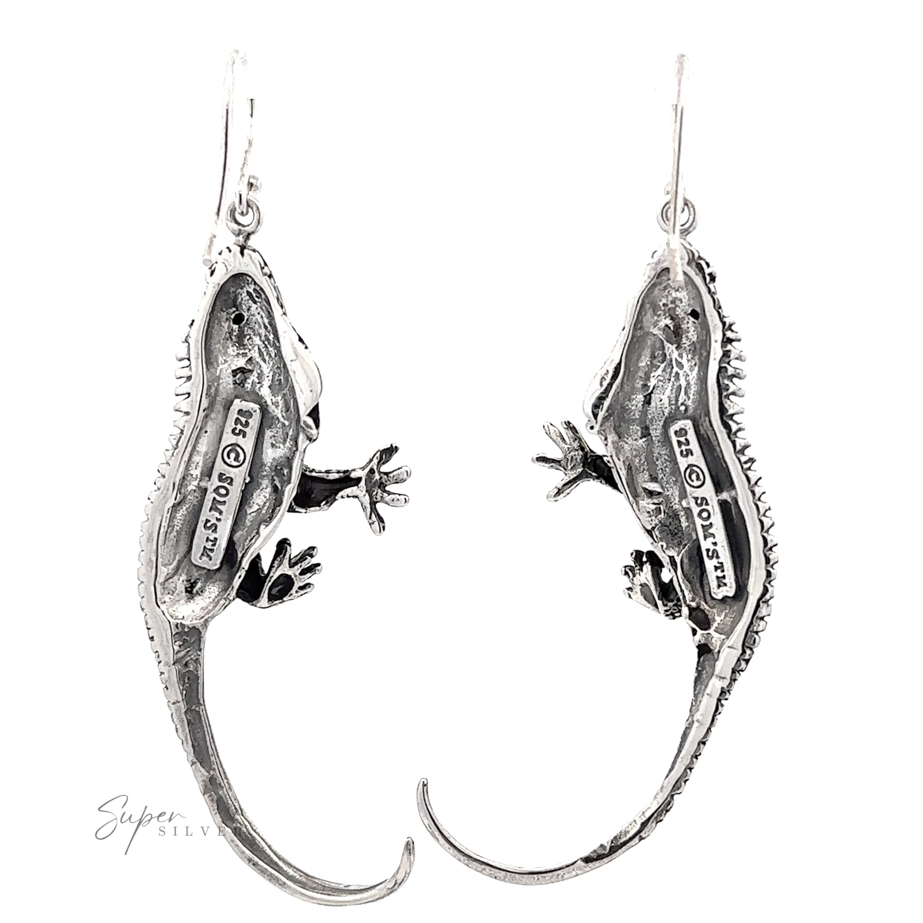 Pair of Statement Iguana Earrings for reptile enthusiasts.