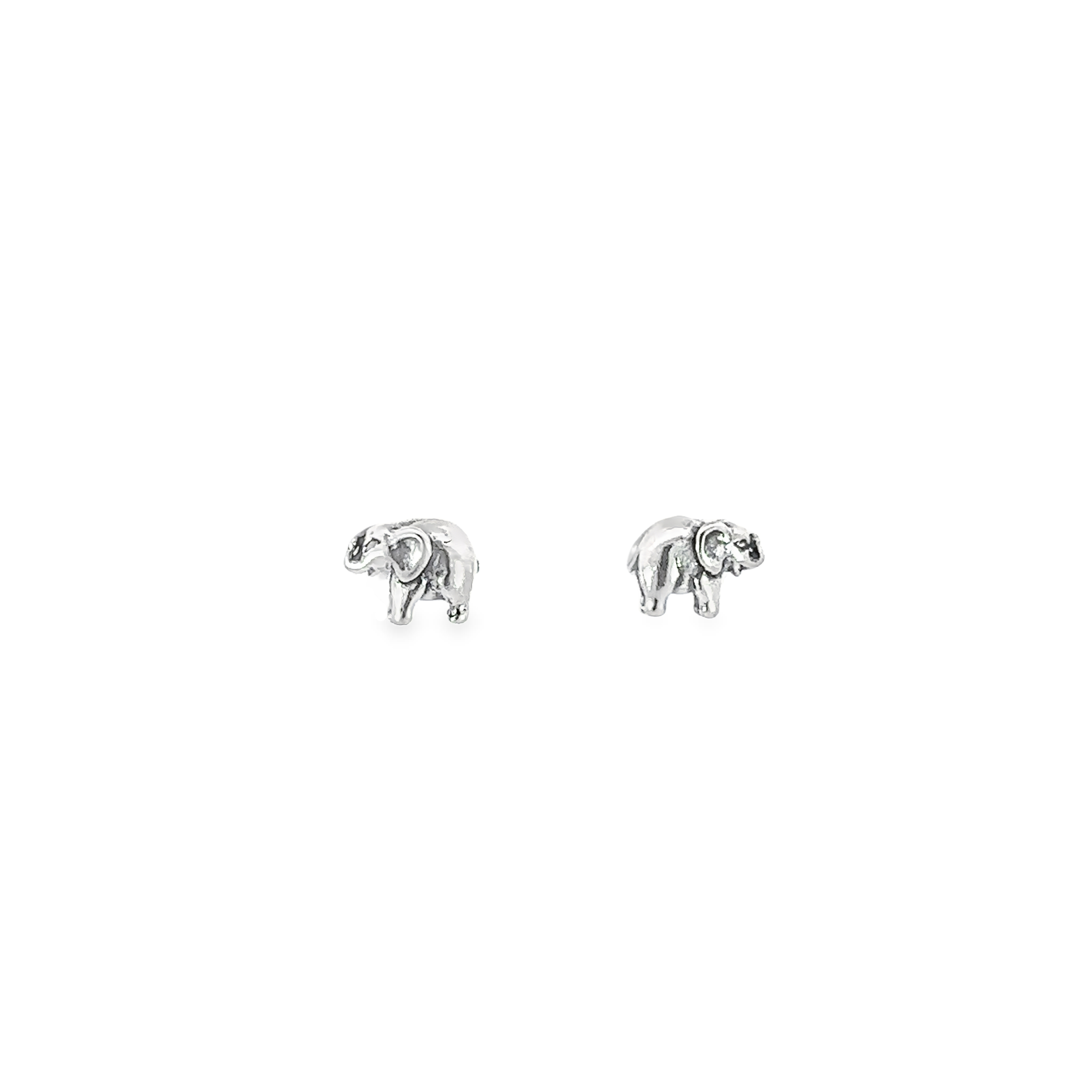 A pair of Elephant Studs on a white background, perfect for any animal lover.