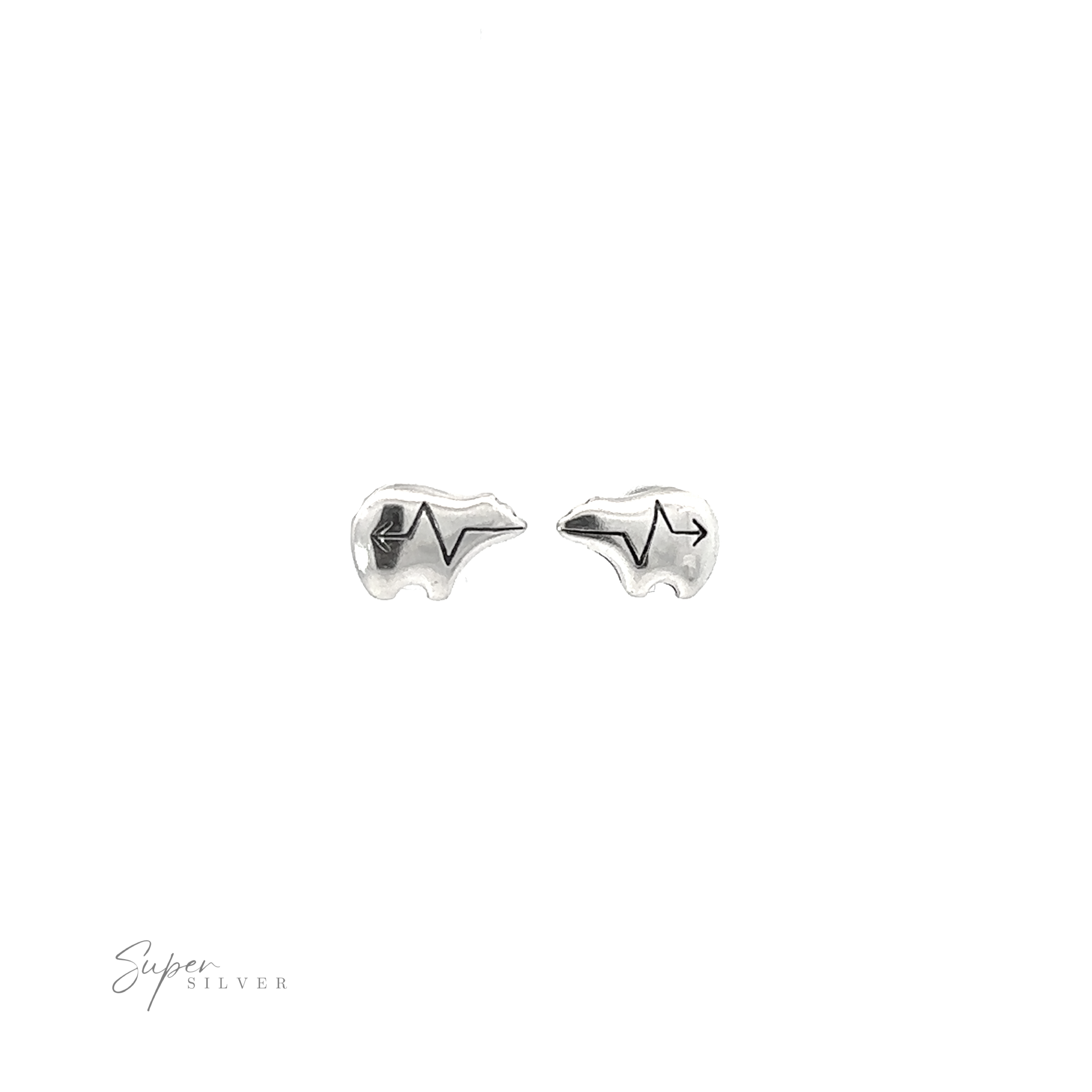 A pair of Native Bear Studs on a white background.