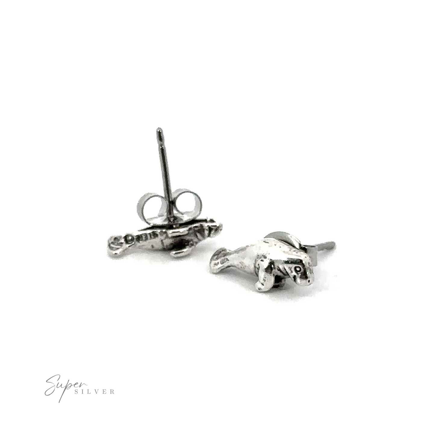 A pair of Manatee Studs with a bear on them, perfect for animal lovers.