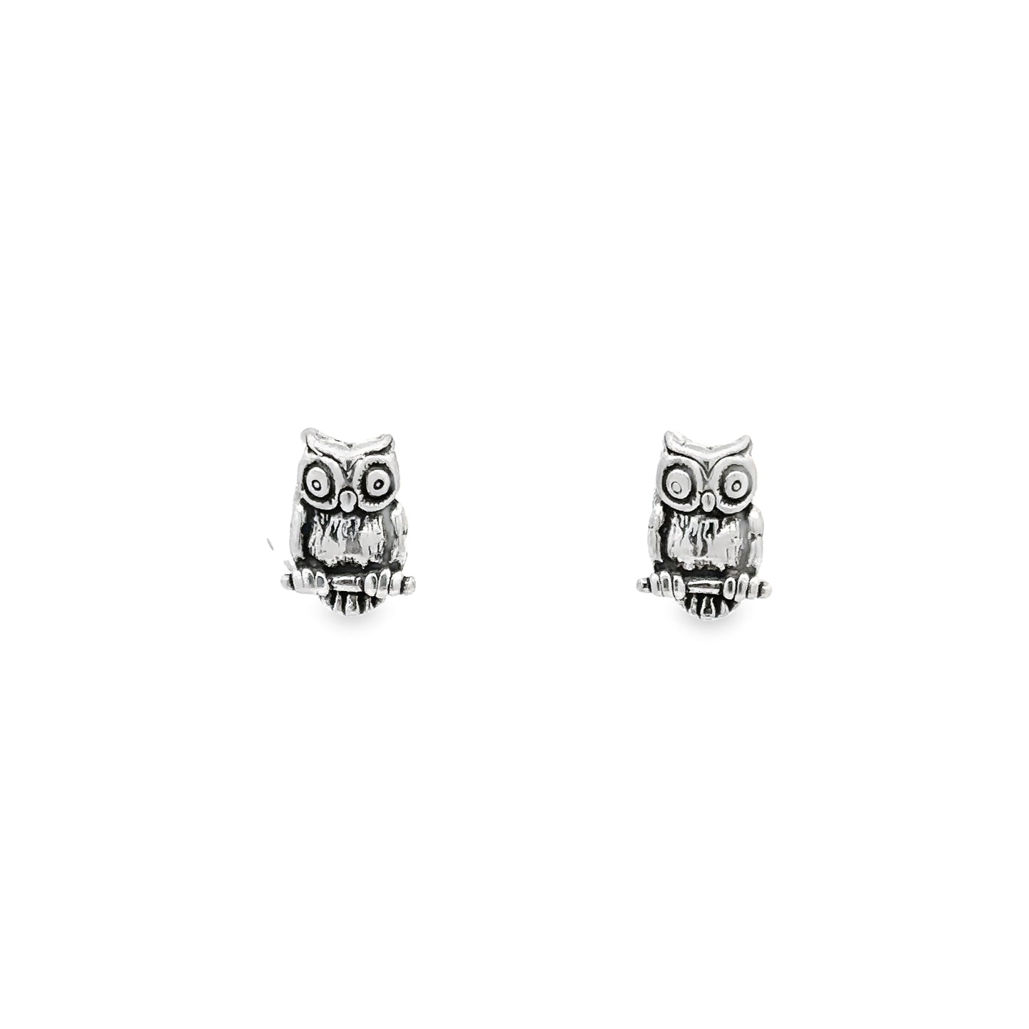 .925 Sterling Silver Owl Studs.