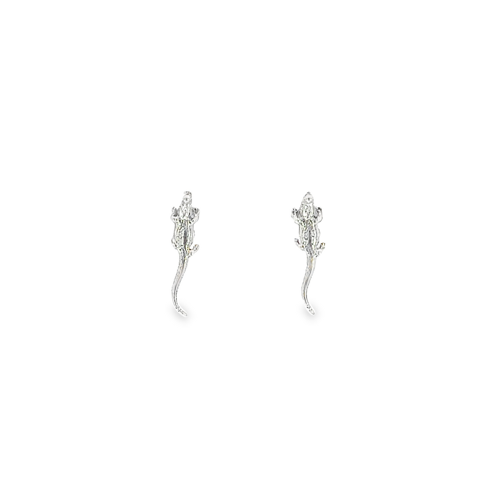 
                  
                    A pair of Crocodile Studs made of .925 Sterling Silver on a white background.
                  
                