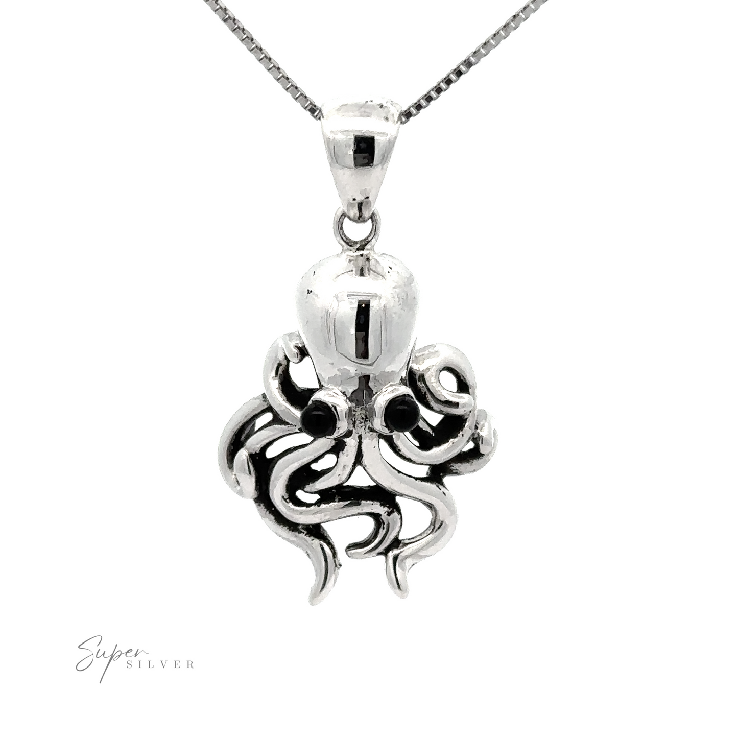 
                  
                    Artisan-crafted .925 Sterling Silver Octopus Pendant on a chain.
                  
                
