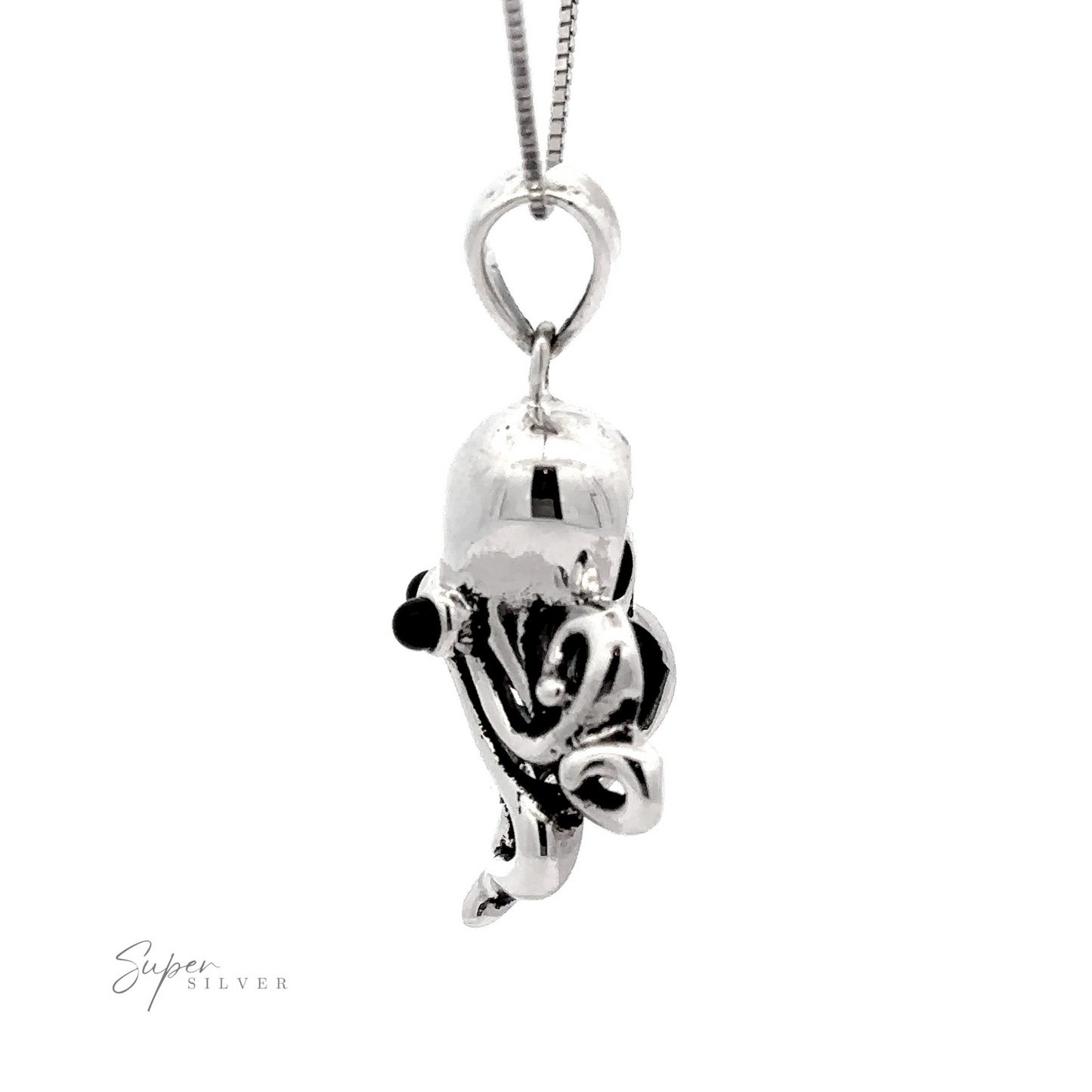 
                  
                    Artisan-crafted .925 Sterling Silver Octopus pendant suspended on a chain.
                  
                