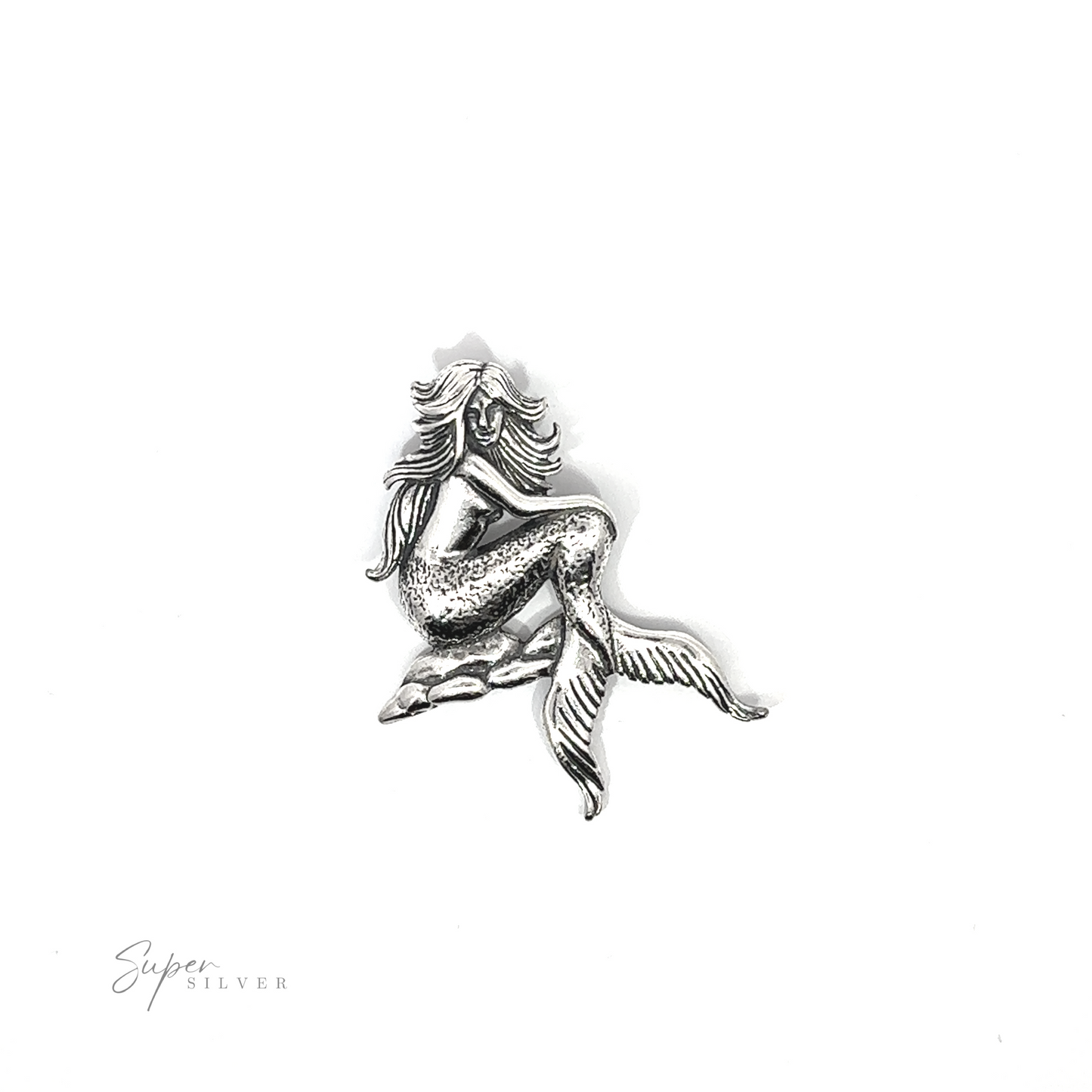 
                  
                    A silver Seductive Mermaid Pendant on a white background.
                  
                