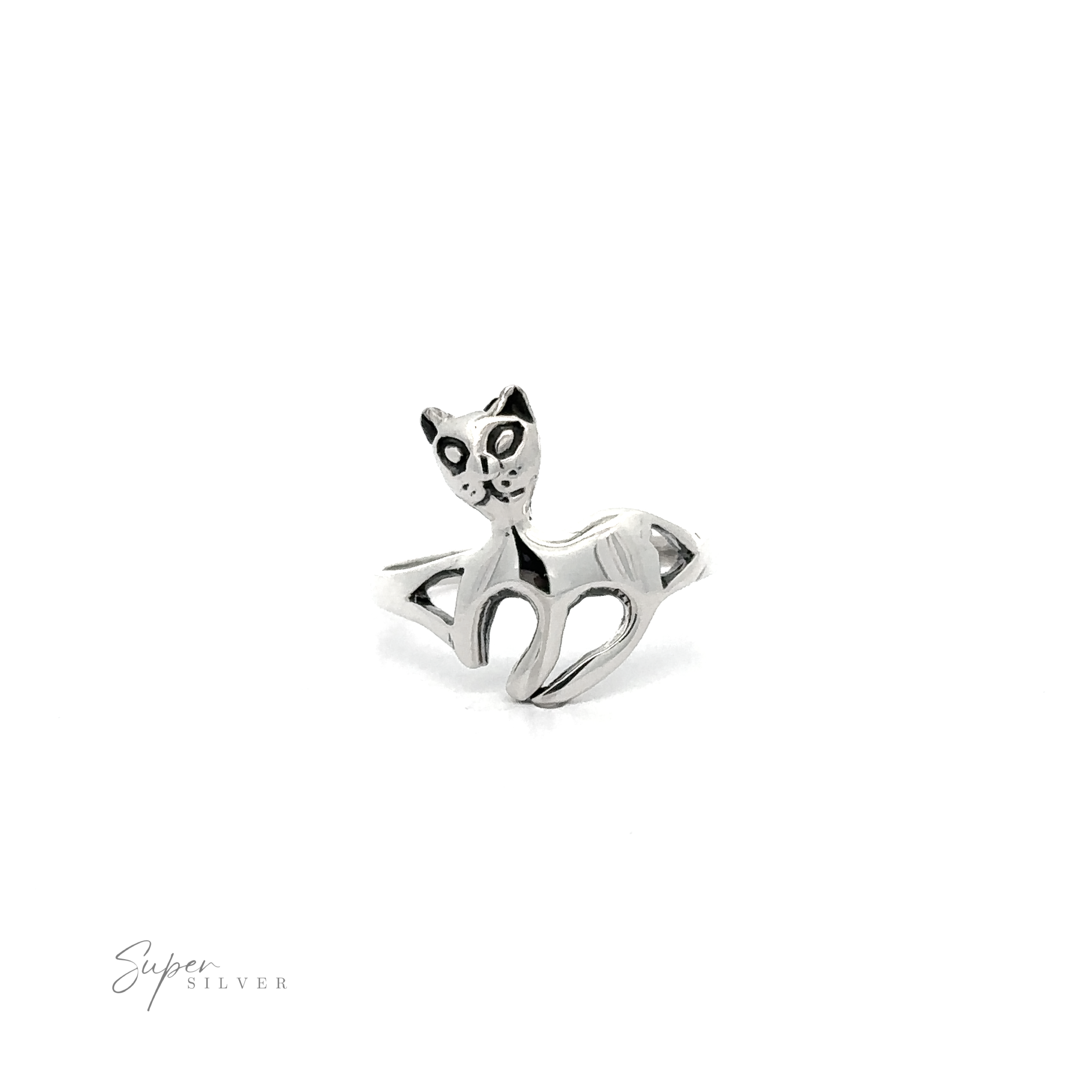 An adorable addition to your jewelry collection, the Silver Cat Ring is crafted from .925 Sterling Silver.
