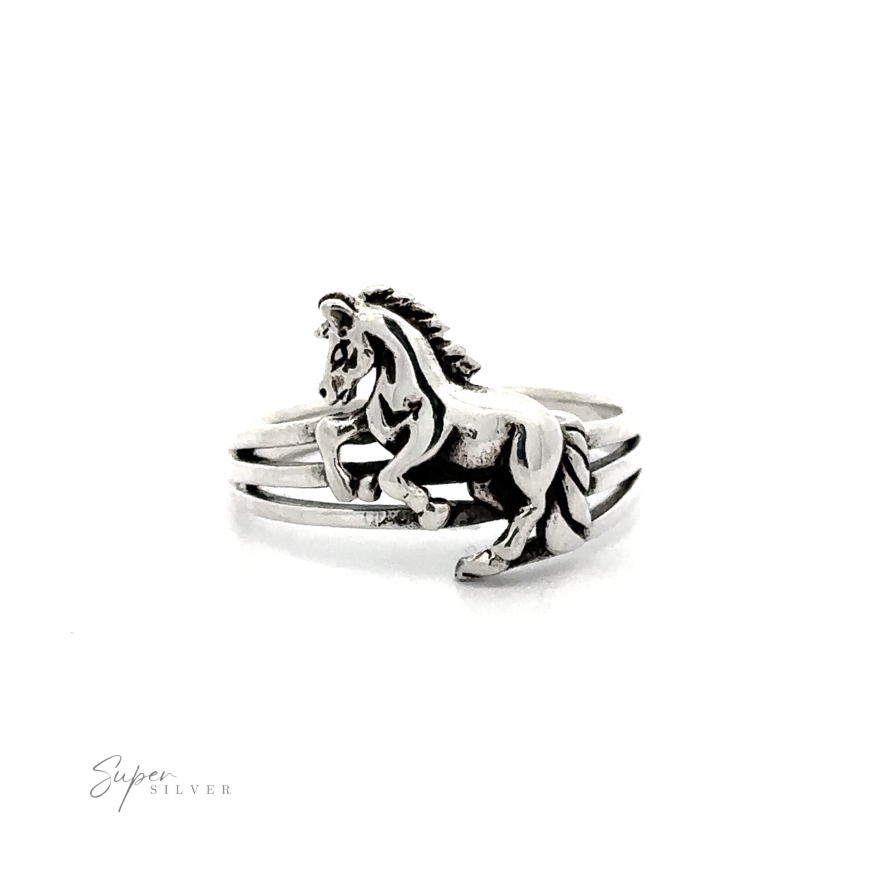 A stunning Leaping Horse Ring featuring an intricately detailed horse design.
