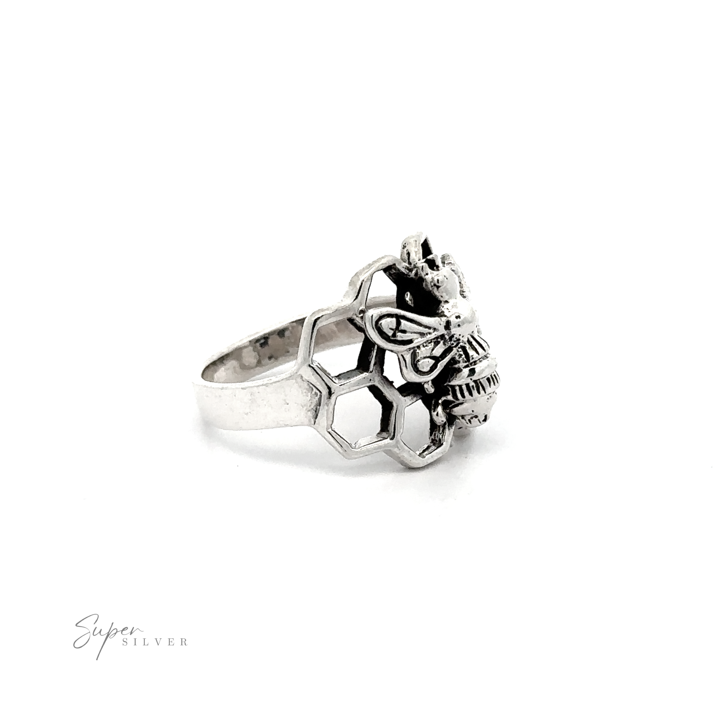 Sterling popular Silver Bee on Honeycomb Ring