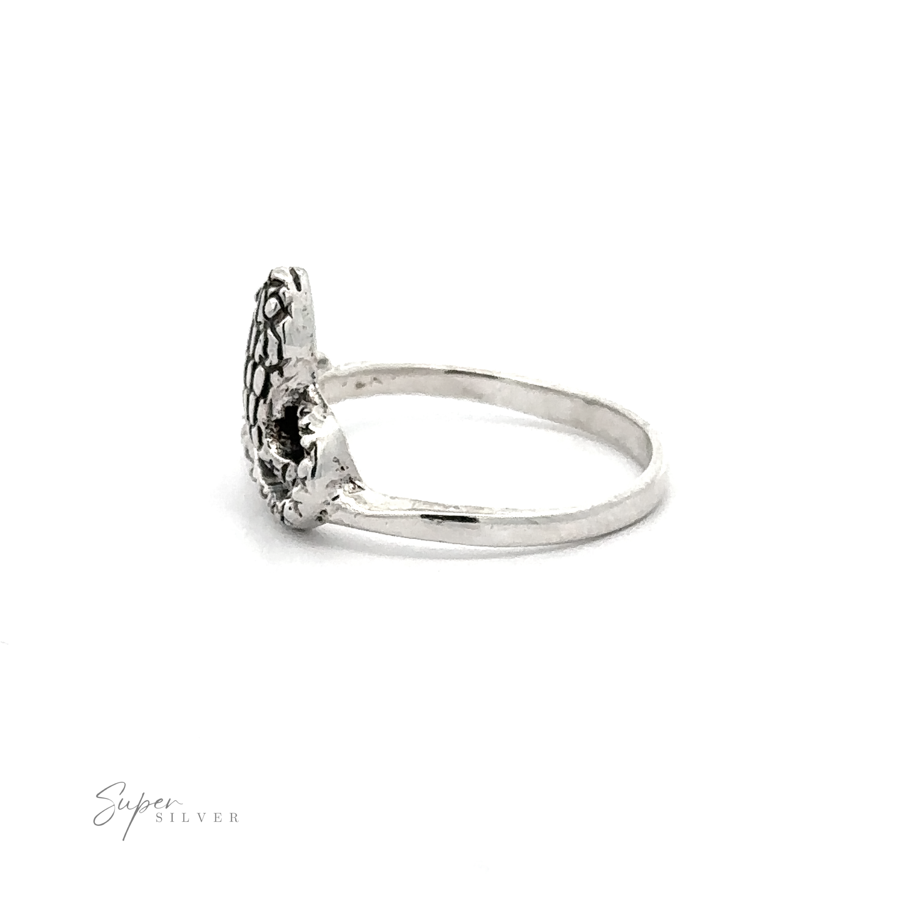 A Wavy Coiled Snake Ring with an intricate filigree design on a white background.