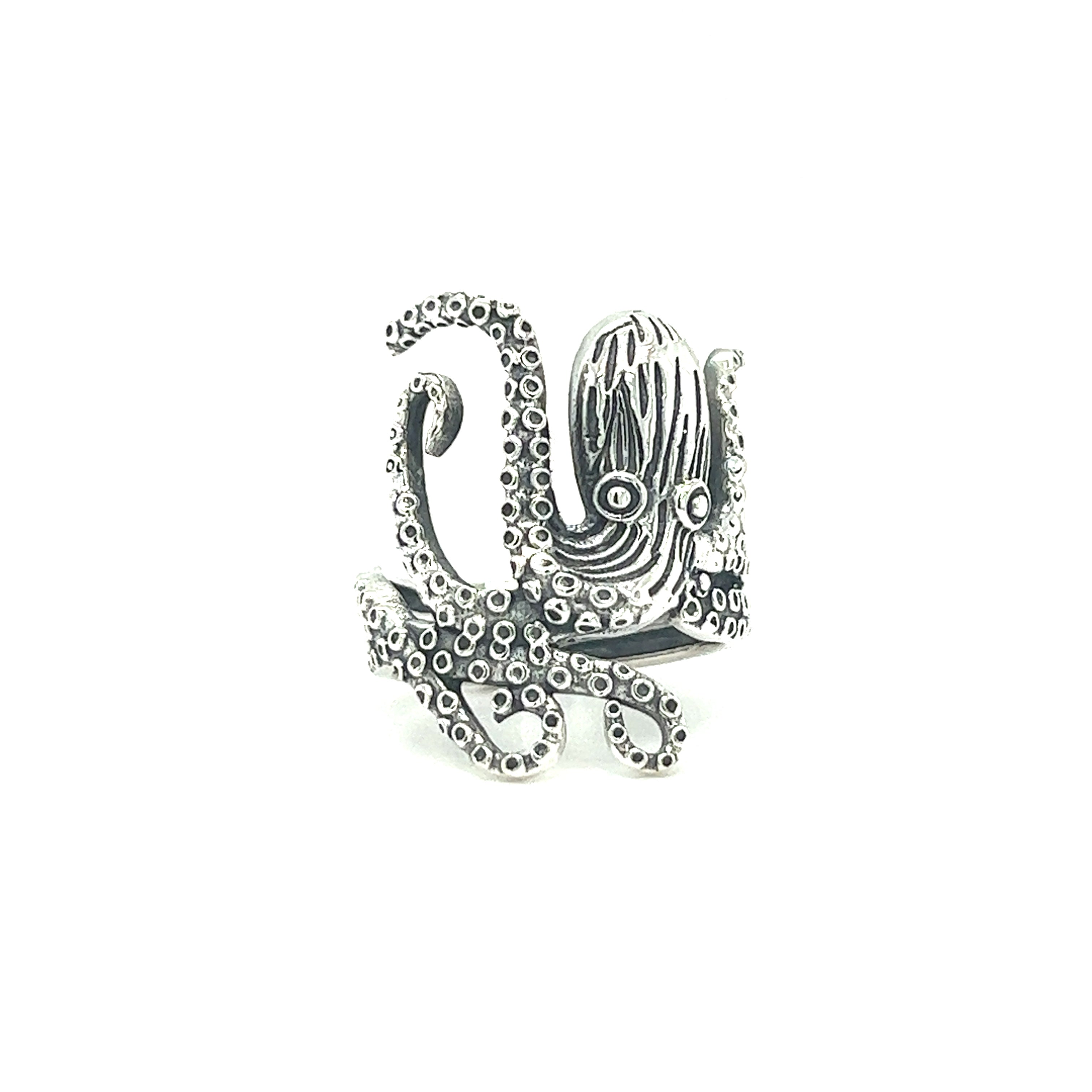 A stylish Realistic Octopus Ring from Super Silver is showcased on a clean white background.
