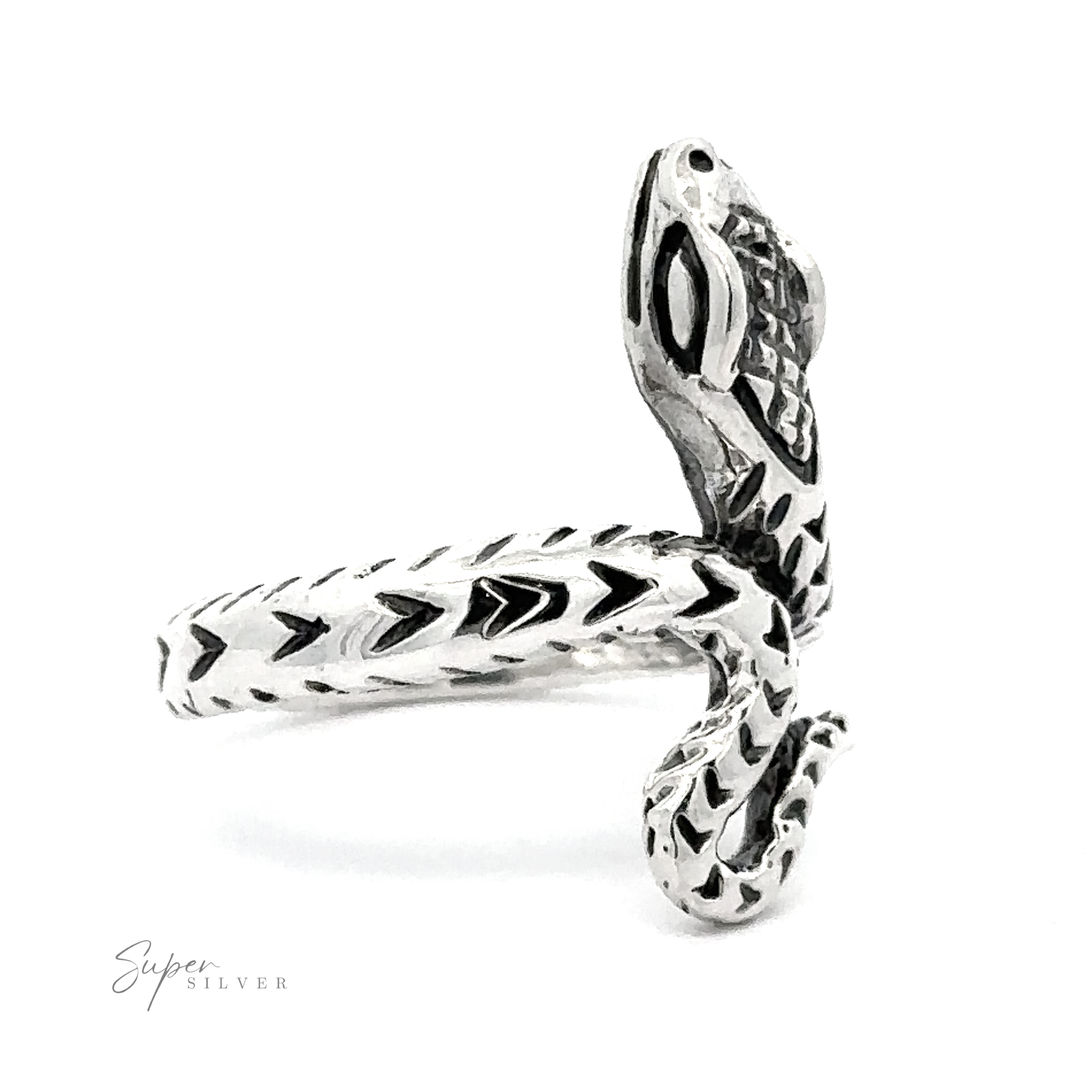 Captivating Snake Ring with detailed scale texture and coiled design, displayed against a white background.