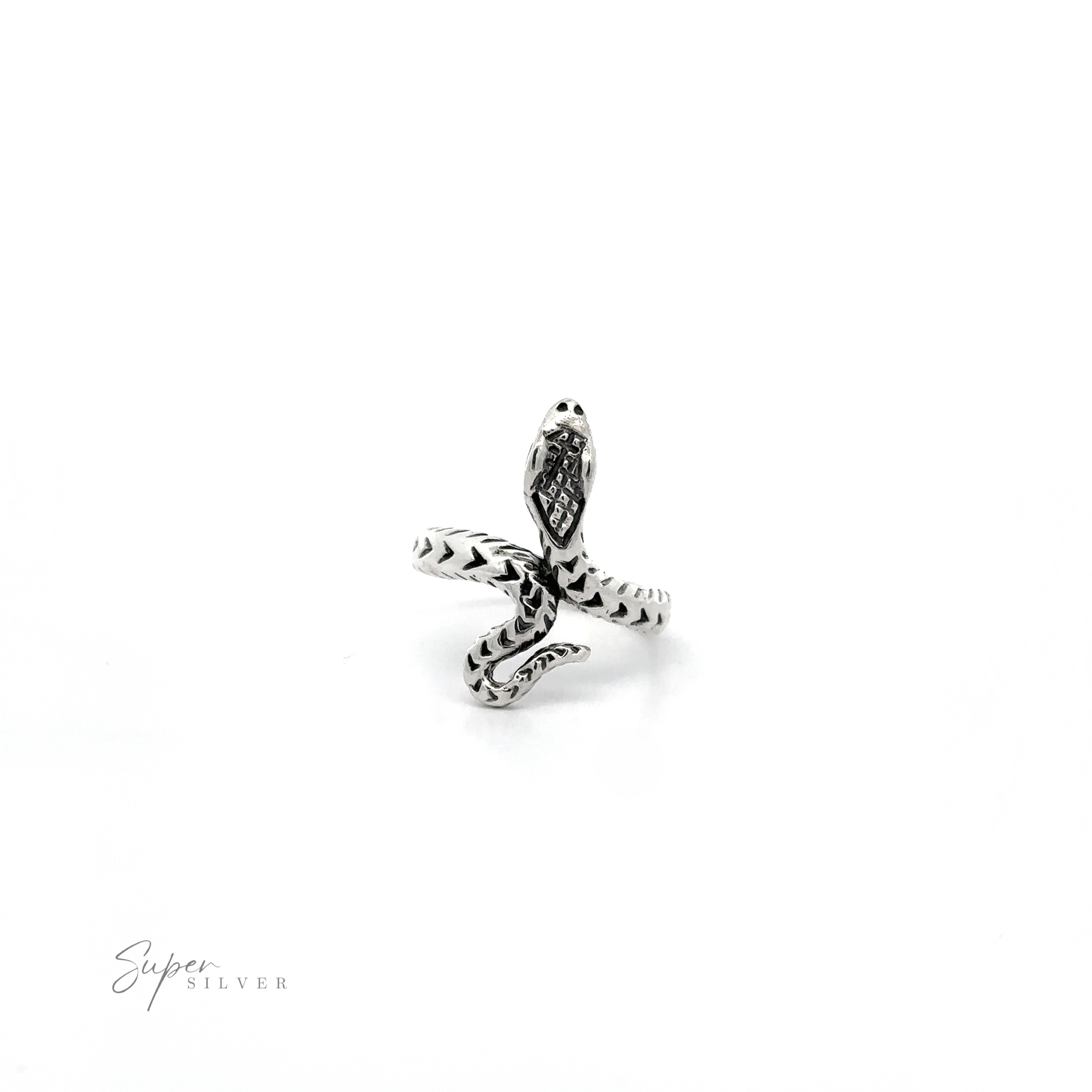 Captivating Snake Ring with detailed patterns displayed on a white background.