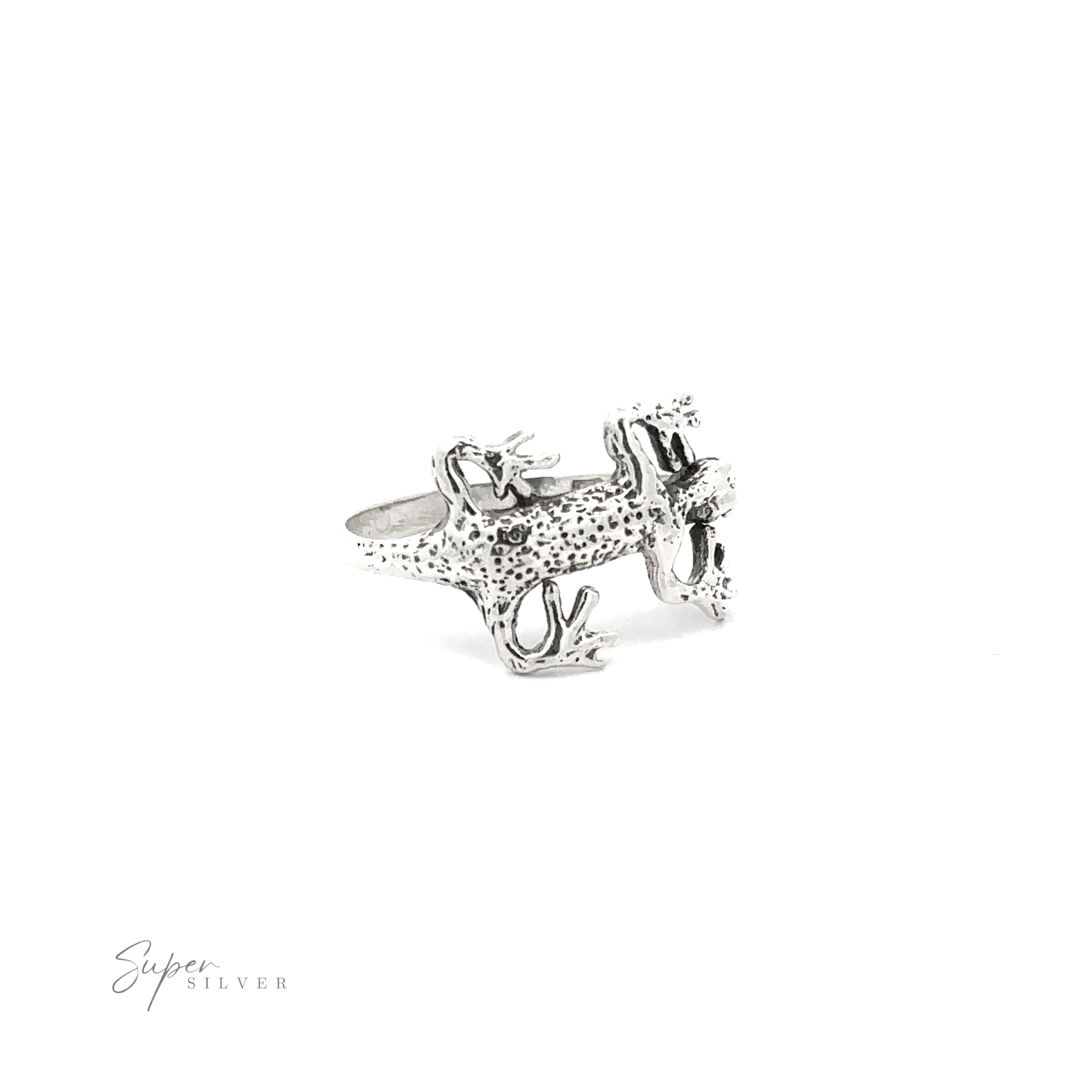 A sterling silver Lizard Ring with an anchor on it.