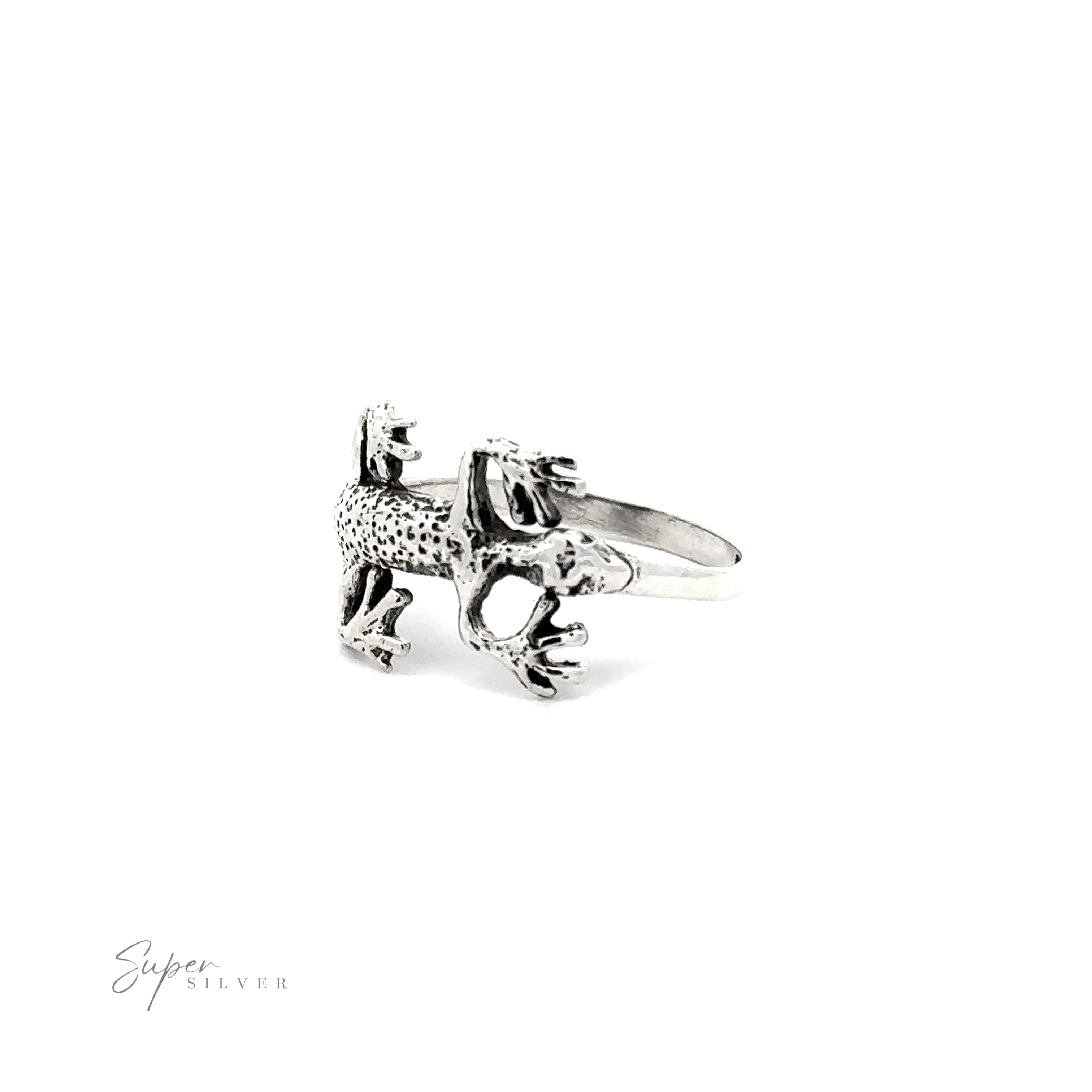 An everyday wear sterling silver wrap-around Lizard Ring.
